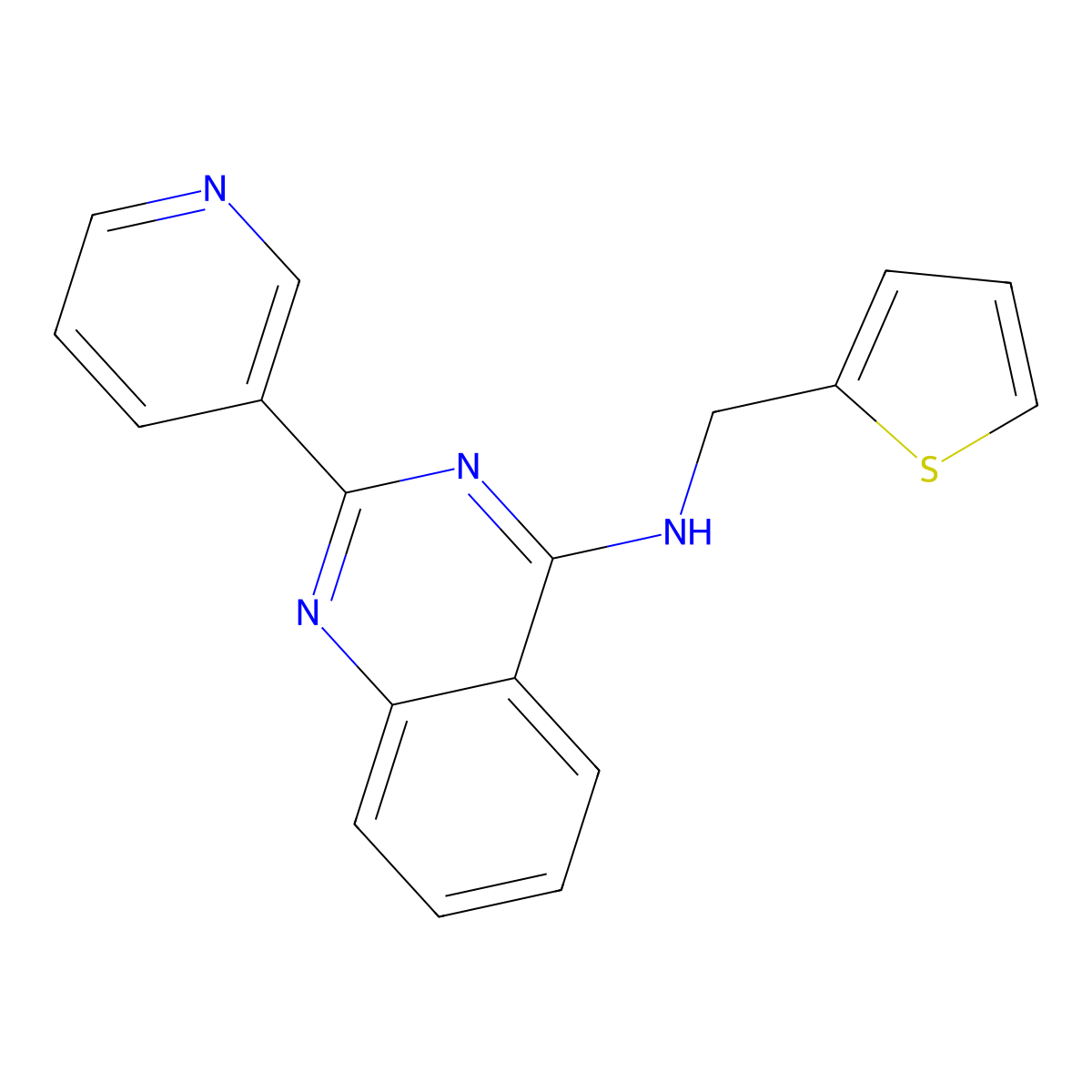 2-(Pyridin-3-yl)-N-(thiophen-2-ylmethyl)quinazolin-4-amine molecular structure, CAS 157862-84-5