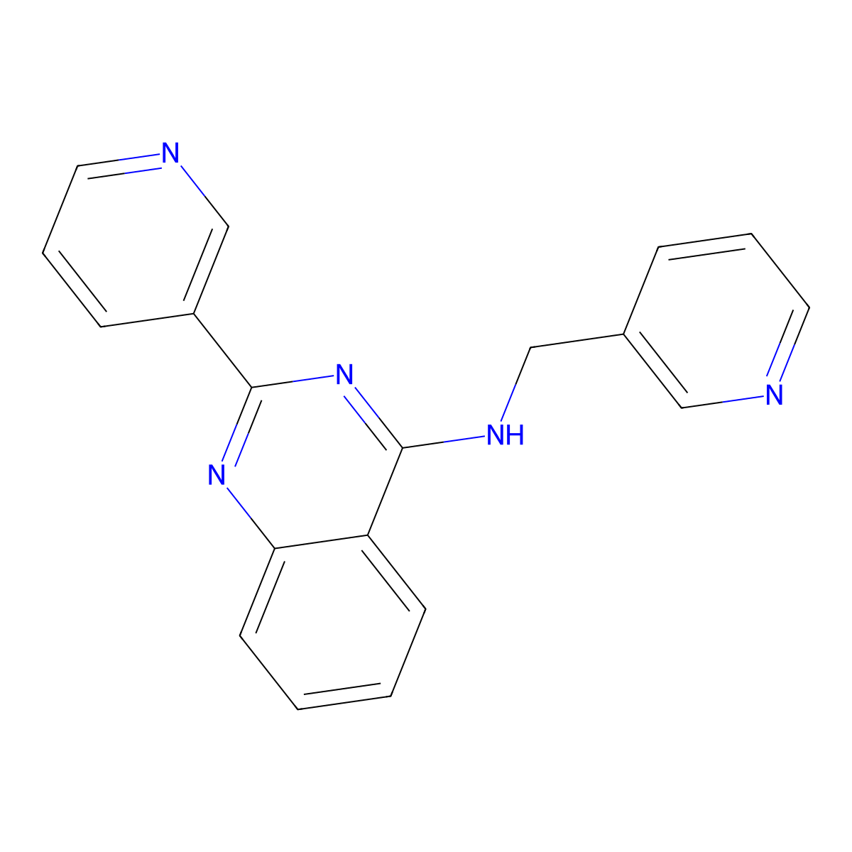 2-pyridin-3-yl-N-(pyridin-3-ylmethyl)quinazolin-4-amine molecular structure, CAS 157862-88-9
