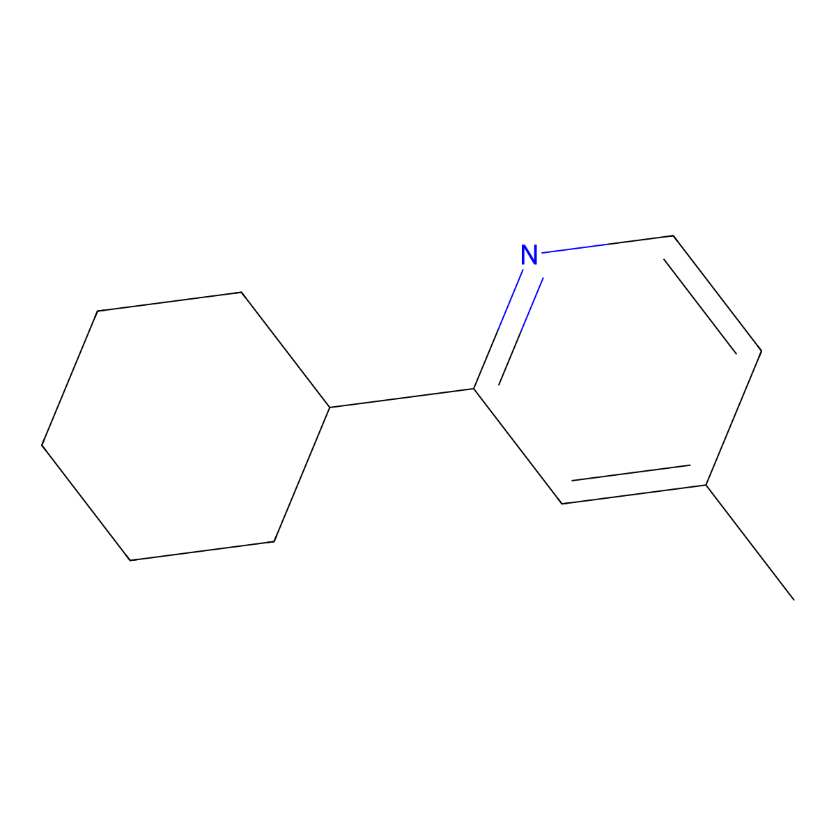 2-Cyclohexyl-4-methylpyridine molecular structure, CAS 15787-48-1