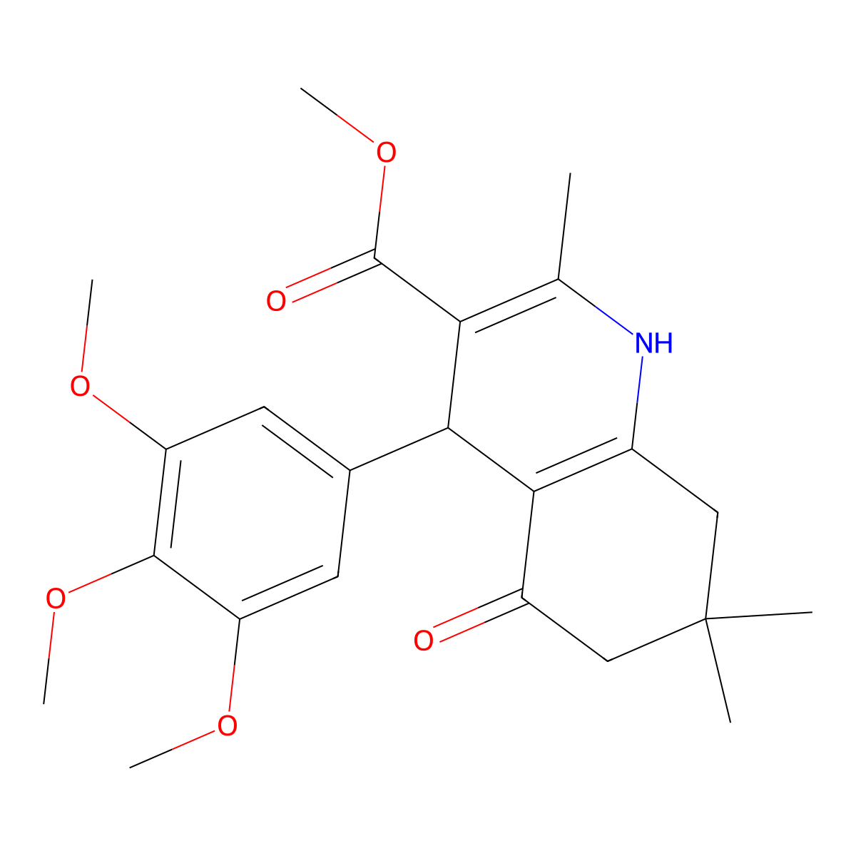 Methyl 2,7,7-trimethyl-5-oxo-4-(3,4,5-trimethoxyphenyl)-1,4,5,6,7,8-hexahydroquinoline-3-carboxylate molecular structure, CAS 157870-53-6