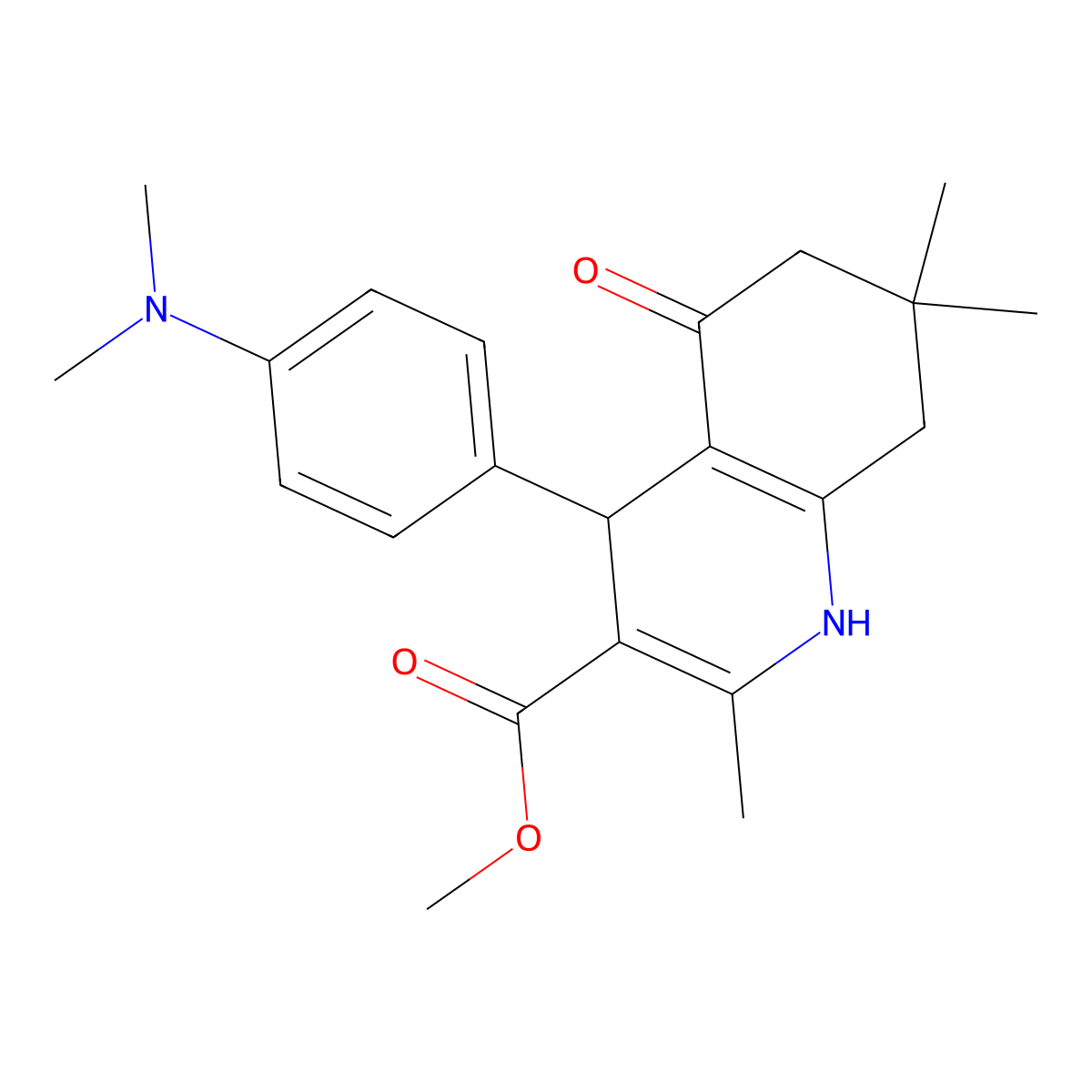 Methyl 4-[4-(dimethylamino)phenyl]-2,7,7-trimethyl-5-oxo-1,4,5,6,7,8-hexahydroquinoline-3-carboxylate molecular structure, CAS 157870-59-2