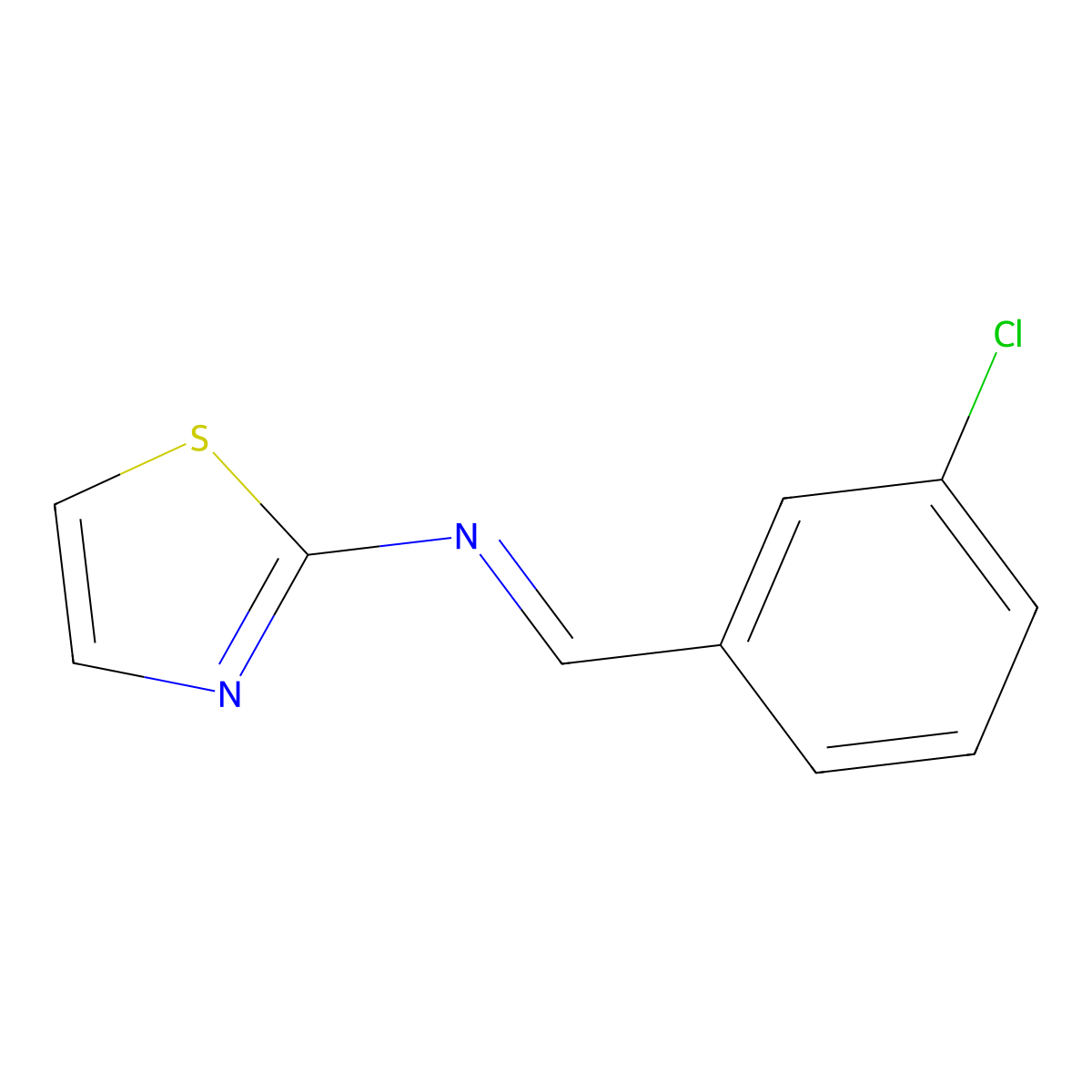 2-Thiazolamine, N-[(3-chlorophenyl)methylene]- molecular structure, CAS 157872-27-0