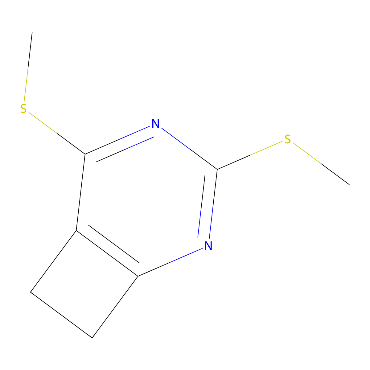 3,5-Bis(methylsulfanyl)-2,4-diazabicyclo[4.2.0]octa-1(6),2,4-triene molecular structure, CAS 157872-54-3