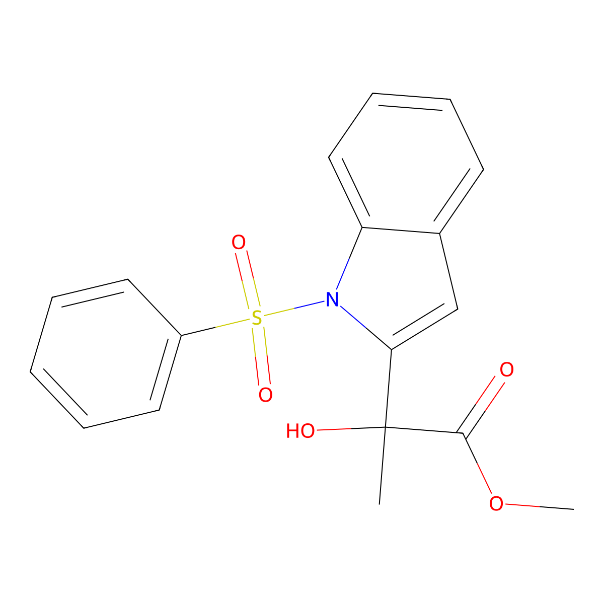 Methyl 2-[1-(benzenesulfonyl)indol-2-yl]-2-hydroxypropanoate molecular structure, CAS 157873-95-5