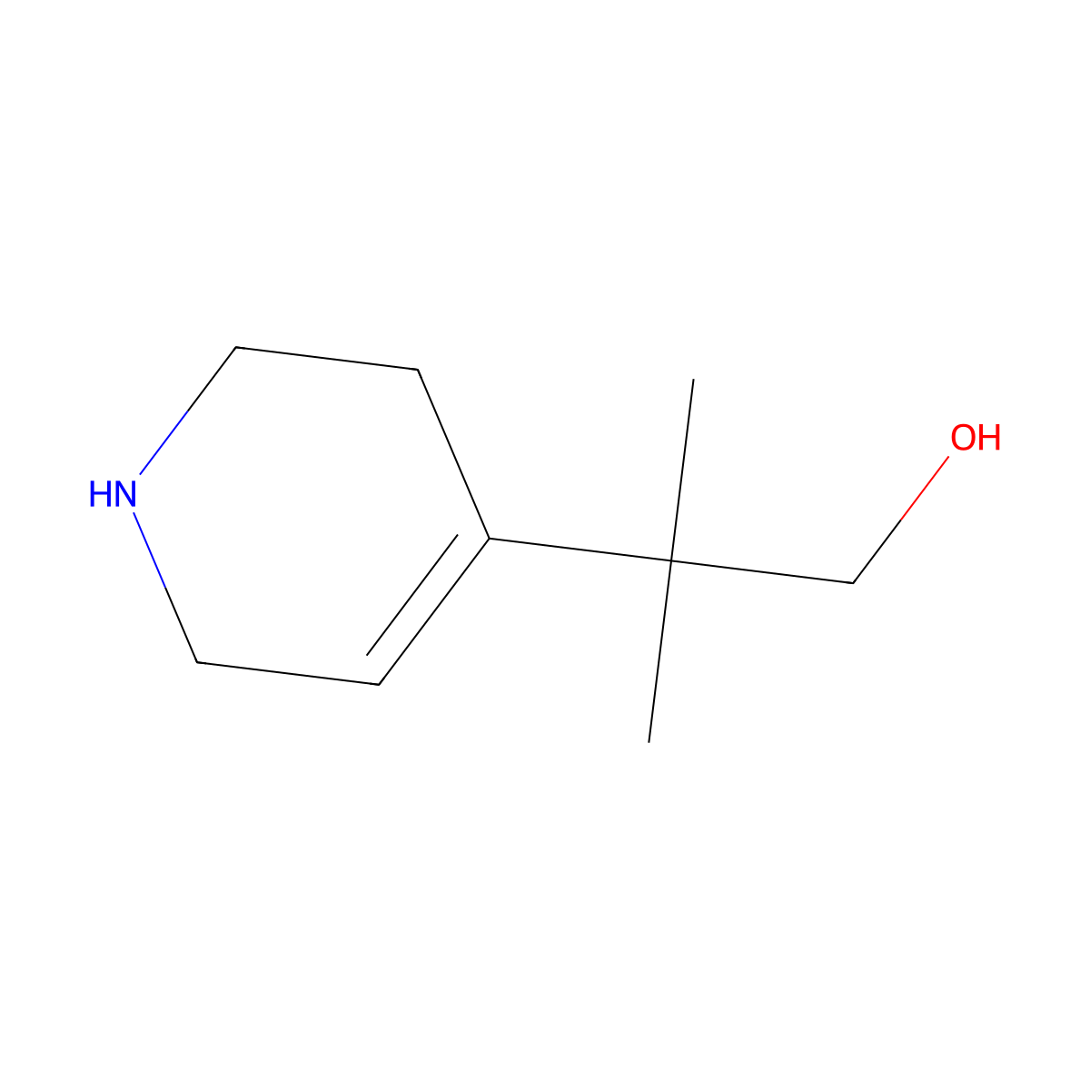 2-Methyl-2-(1,2,3,6-tetrahydropyridin-4-yl)propan-1-ol molecular structure, CAS 157874-54-9