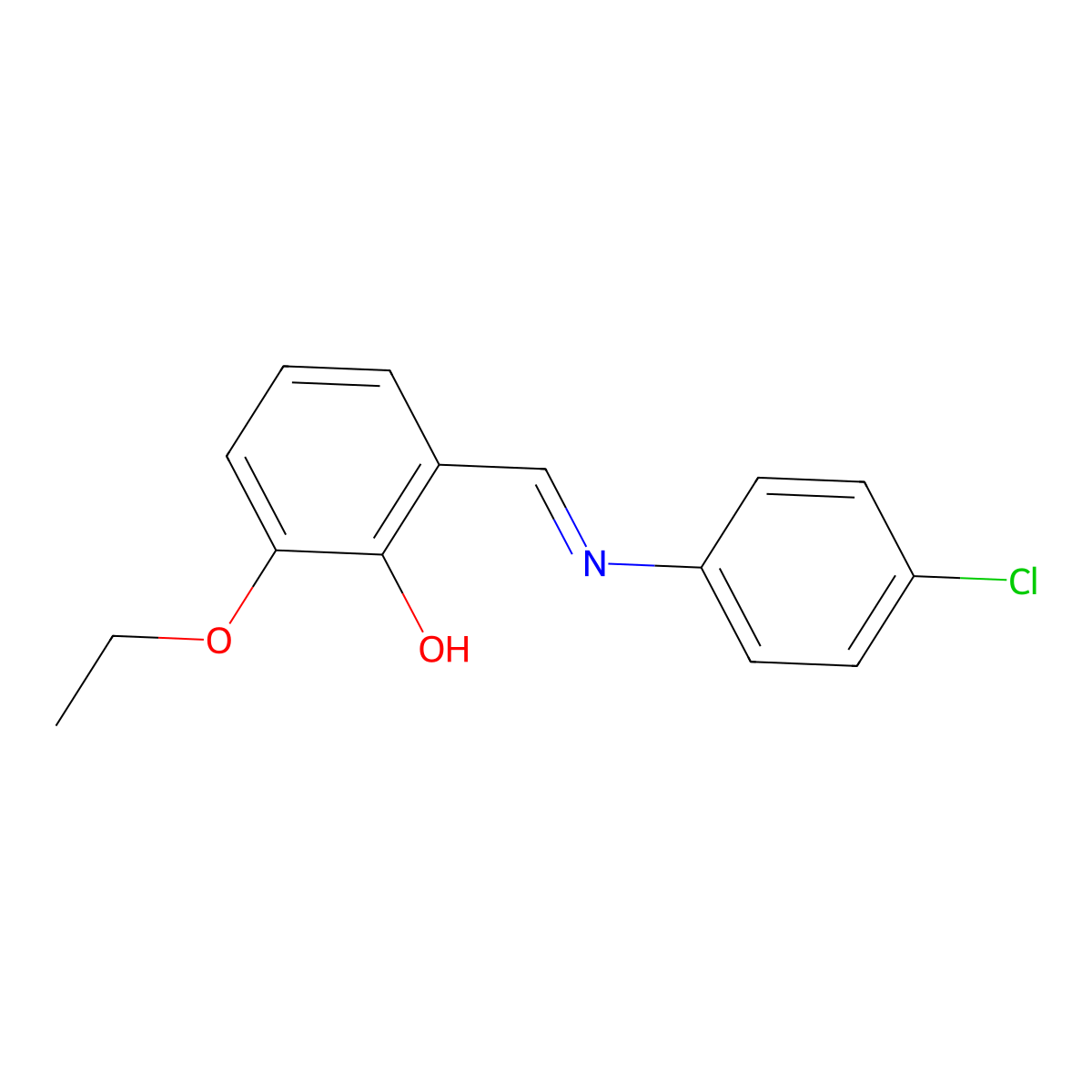 2-{(E)-[(4-chlorophenyl)imino]methyl}-6-ethoxyphenol molecular structure, CAS 157895-11-9