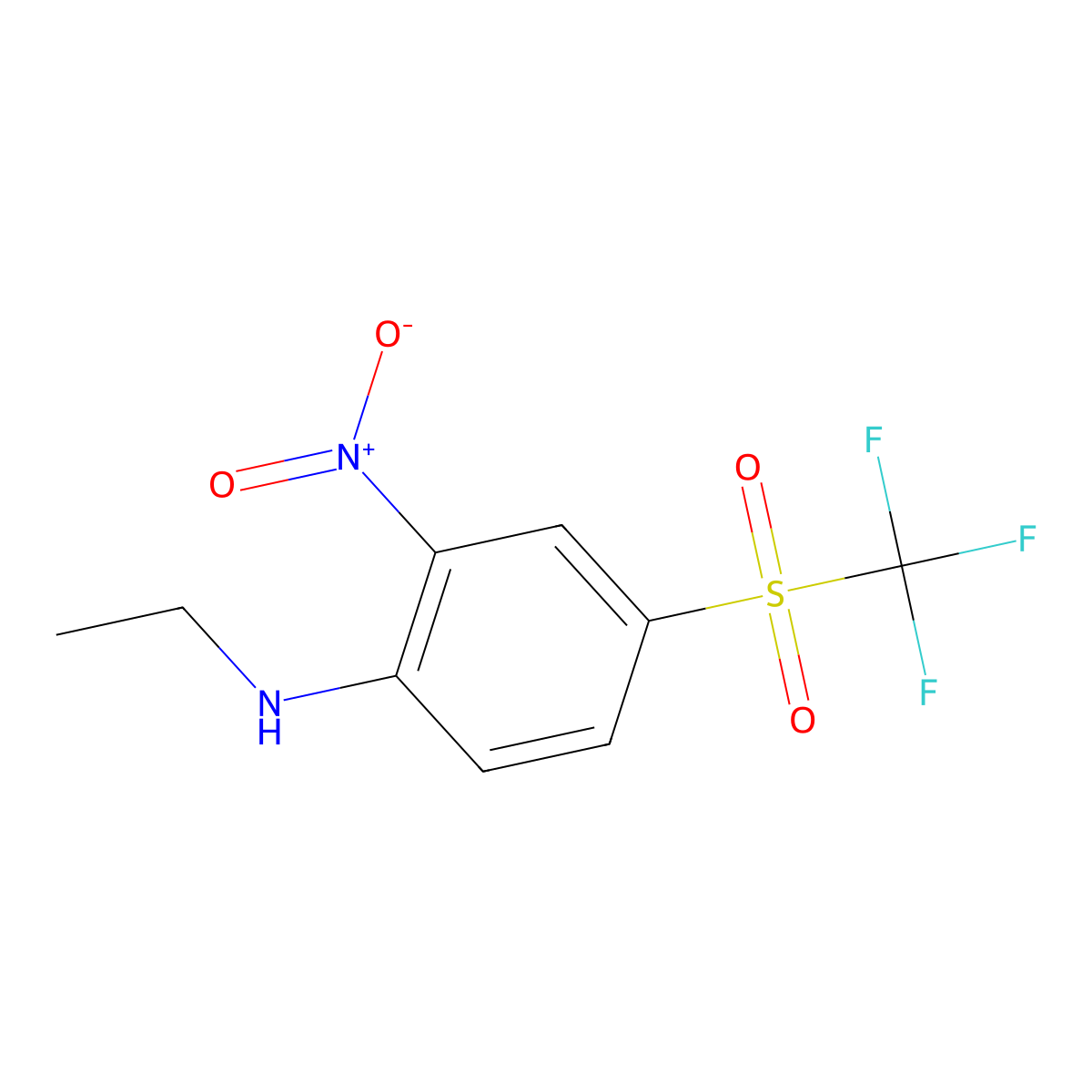 N-ethyl-2-nitro-4-trifluoromethanesulfonylaniline molecular structure, CAS 1579-87-9