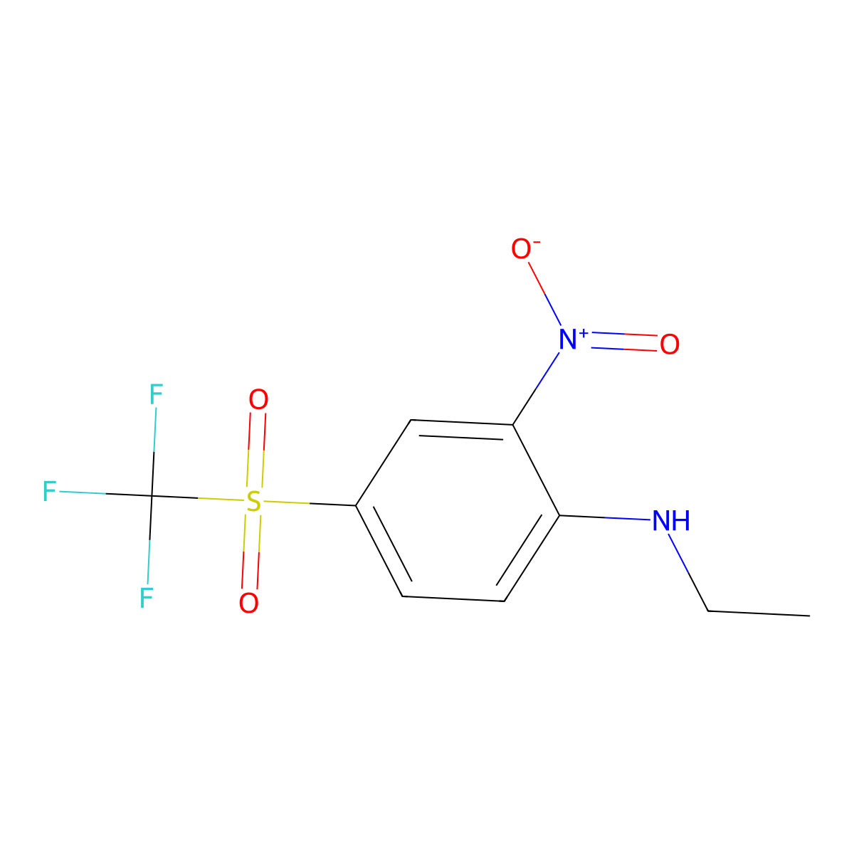 N-ethyl-2-nitro-4-trifluoromethanesulfonylaniline molecular structure, CAS 1579-87-9