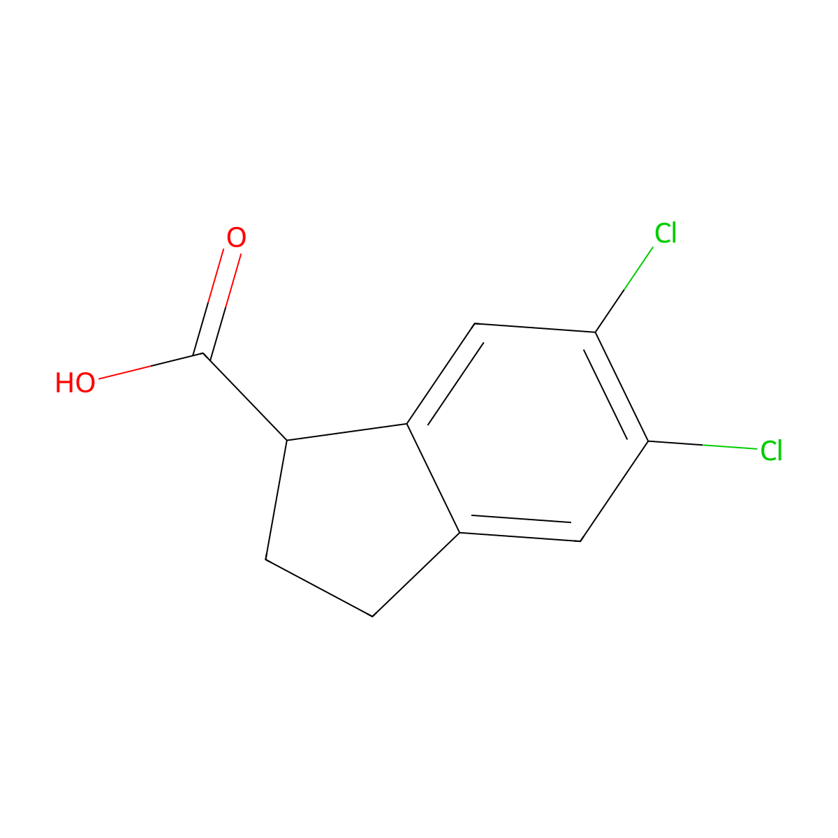 5,6-dichloro-2,3-dihydro-1H-indene-1-carboxylic acid molecular structure, CAS 157904-53-5