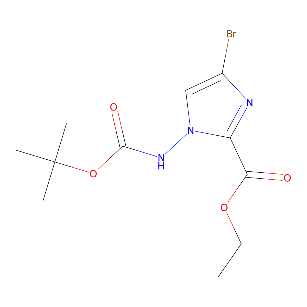 ethyl 4-bromo-1-((tert-butoxycarbonyl)amino)-1H-imidazole-2-carboxylate molecular structure, CAS 1579103-49-3