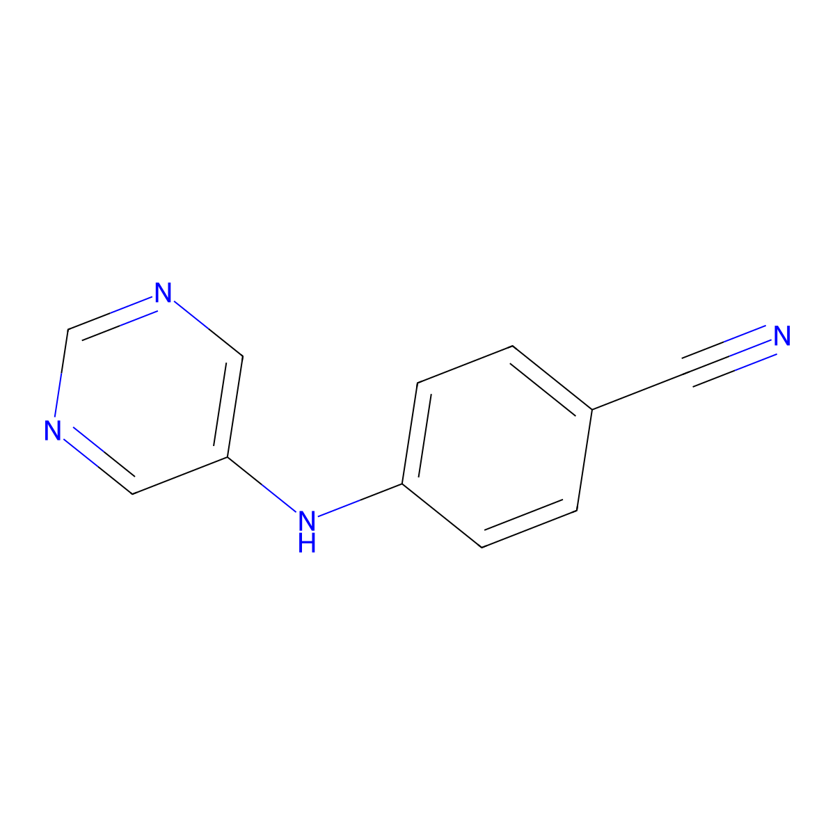 4-(Pyrimidin-5-ylamino)benzonitrile molecular structure, CAS 157911-57-4