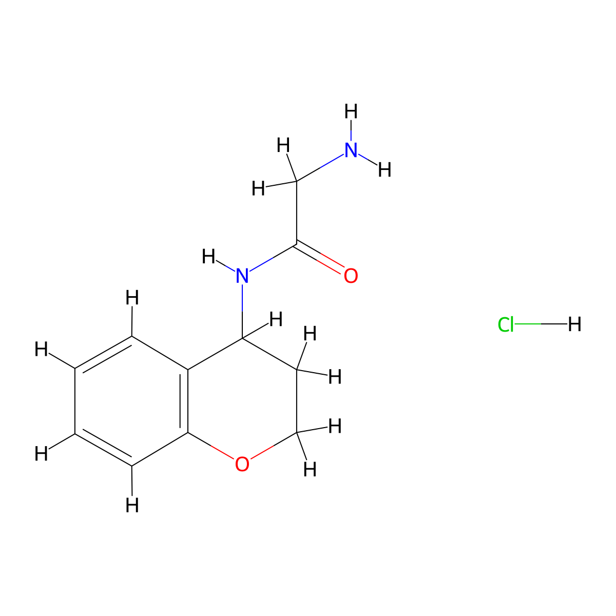 2-amino-N-(3,4-dihydro-2H-1-benzopyran-4-yl)acetamide hydrochloride molecular structure, CAS 1579143-22-8