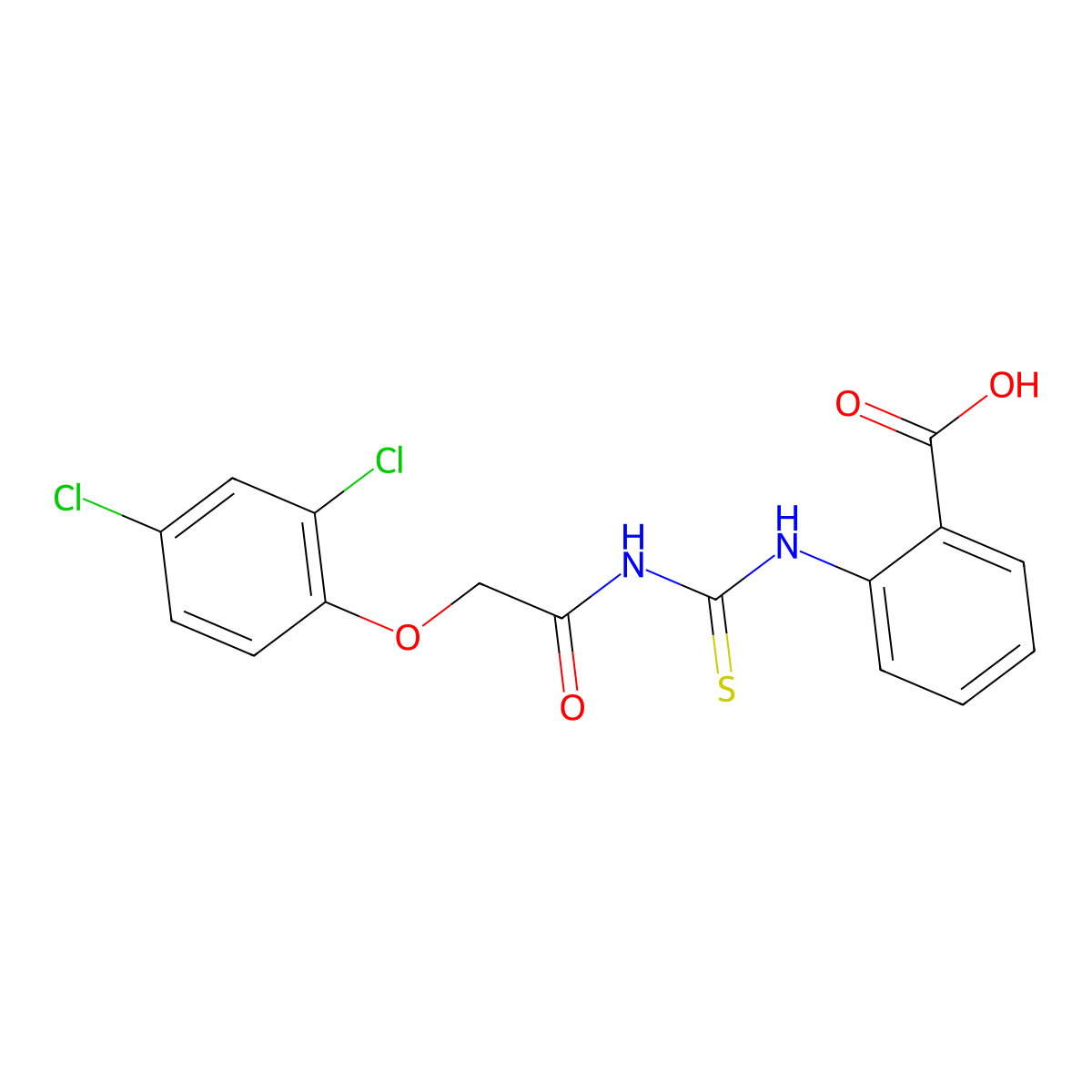 2-[[2-(2,4-Dichlorophenoxy)acetyl]carbamothioylamino]benzoic acid molecular structure, CAS 157921-81-8