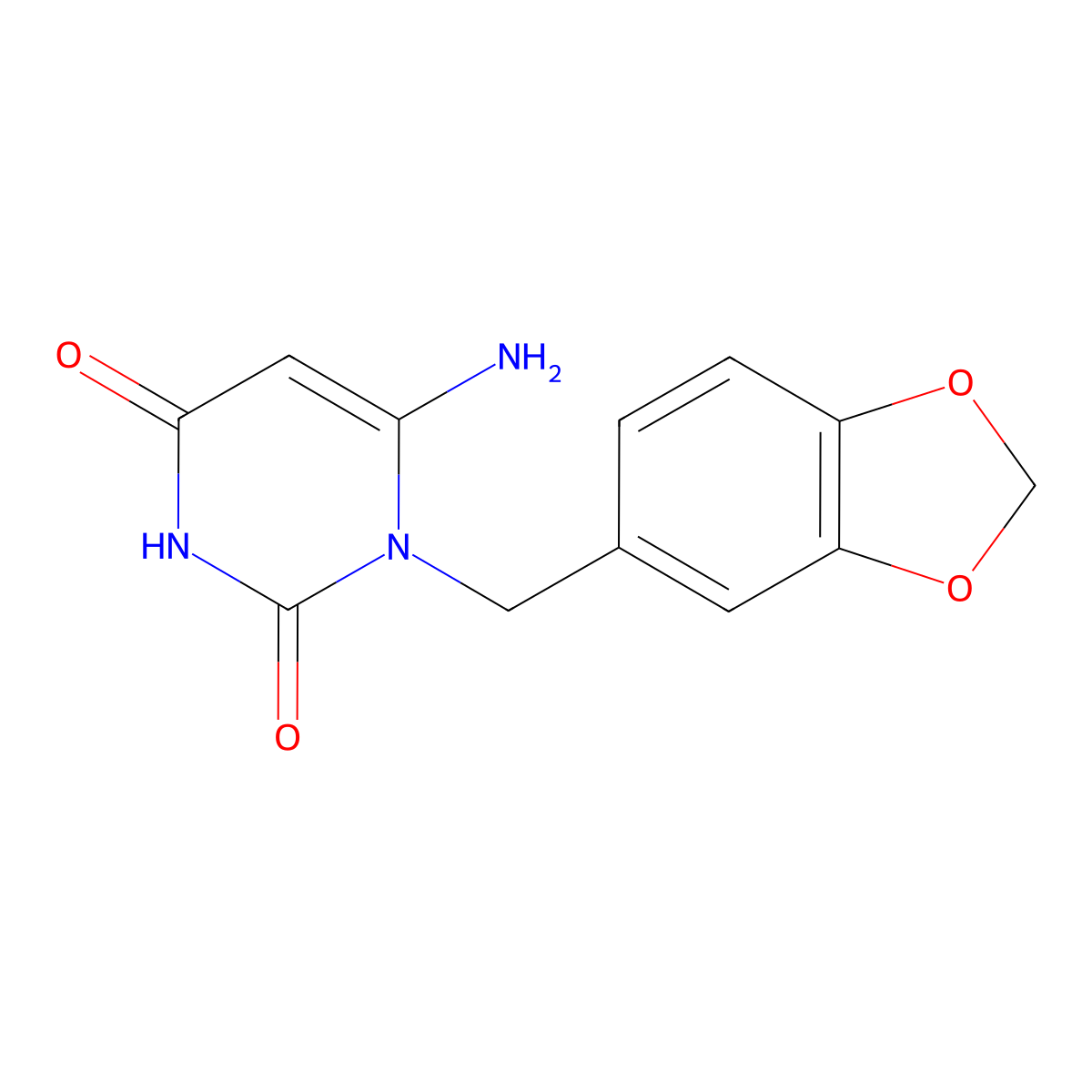 6-amino-1-(1,3-benzodioxol-5-ylmethyl)pyrimidine-2,4(1H,3H)-dione molecular structure, CAS 157927-50-9