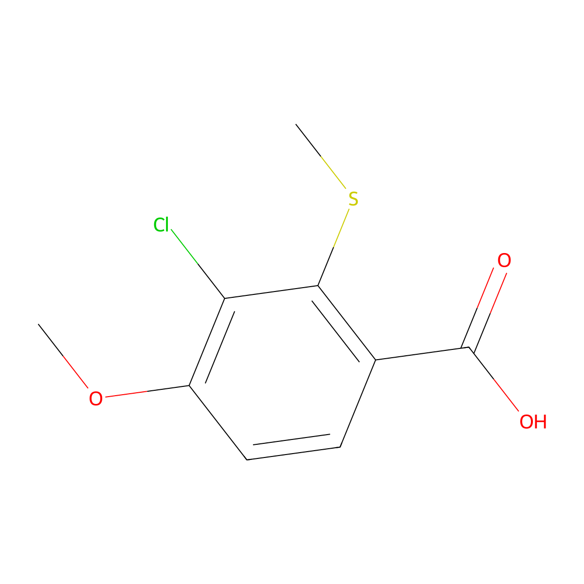 3-Chloro-4-methoxy-2-(methylthio)benzoic acid molecular structure, CAS 157929-03-8