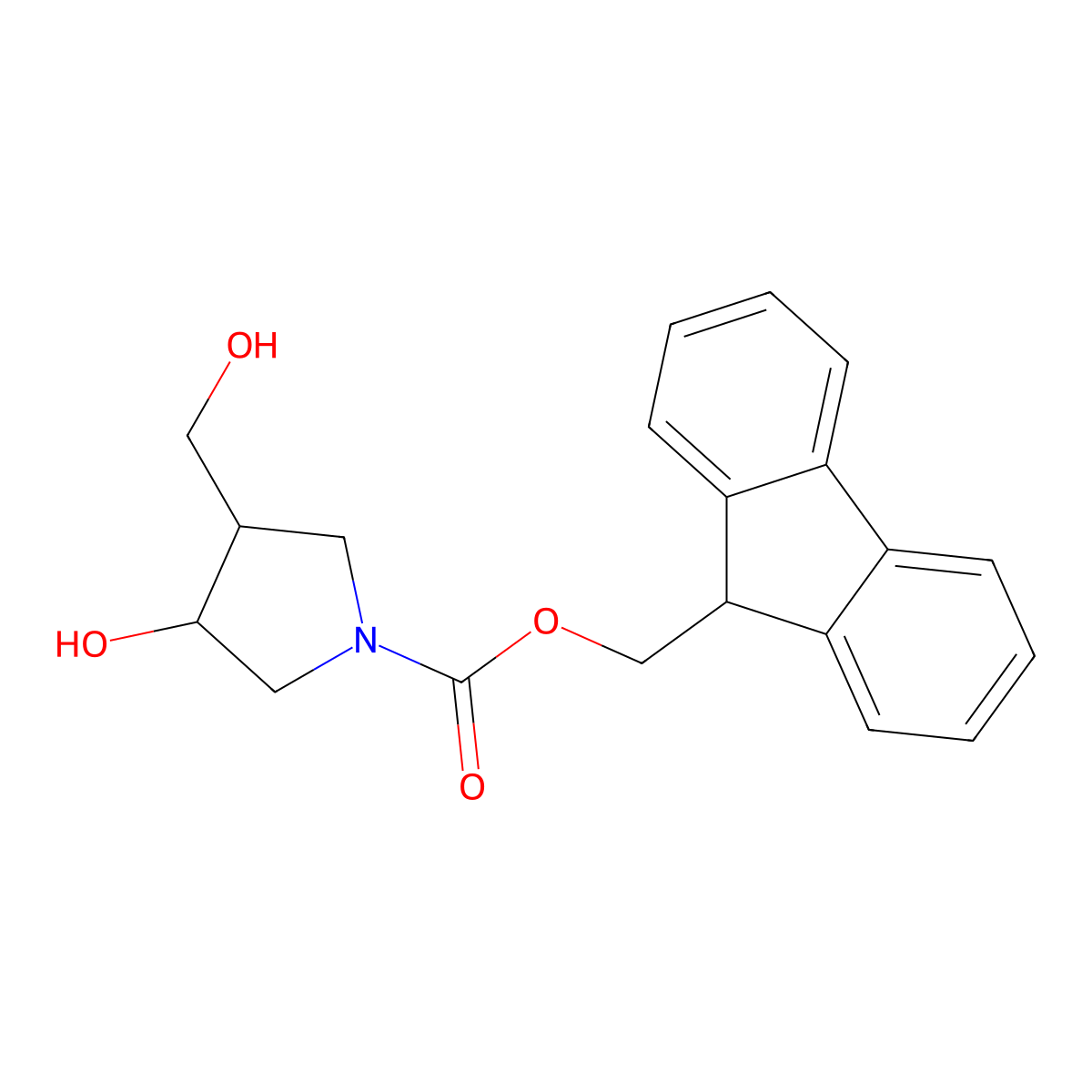 N-Fmoc-(3S,4S)-4-(hydroxymethyl)pyrrolidin-3-ol molecular structure, CAS 1579291-01-2