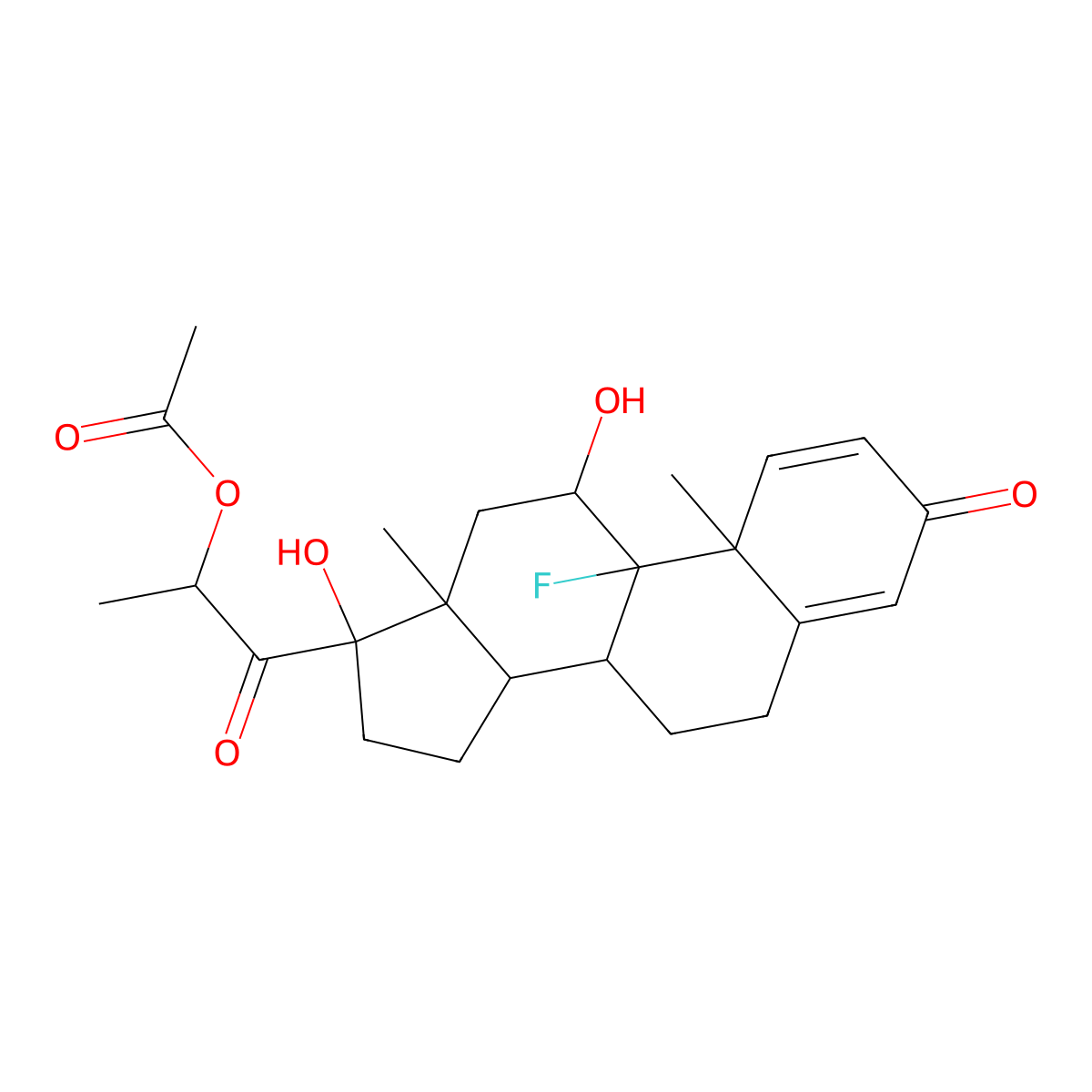 [1-(9-Fluoro-11,17-dihydroxy-10,13-dimethyl-3-oxo-6,7,8,11,12,14,15,16-octahydrocyclopenta[a]phenanthren-17-yl)-1-oxopropan-2-yl] acetate molecular structure, CAS 15793-31-4