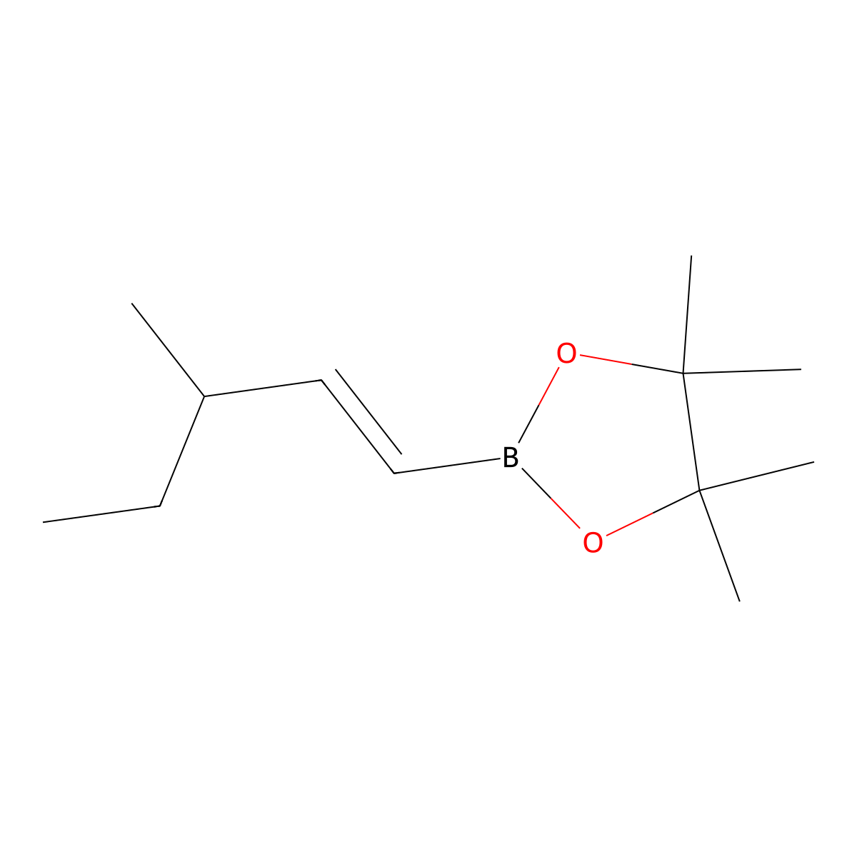 4,4,5,5-tetramethyl-2-[(1E)-3-methylpent-1-en-1-yl]-1,3,2-dioxaborolane molecular structure, CAS 157945-81-8