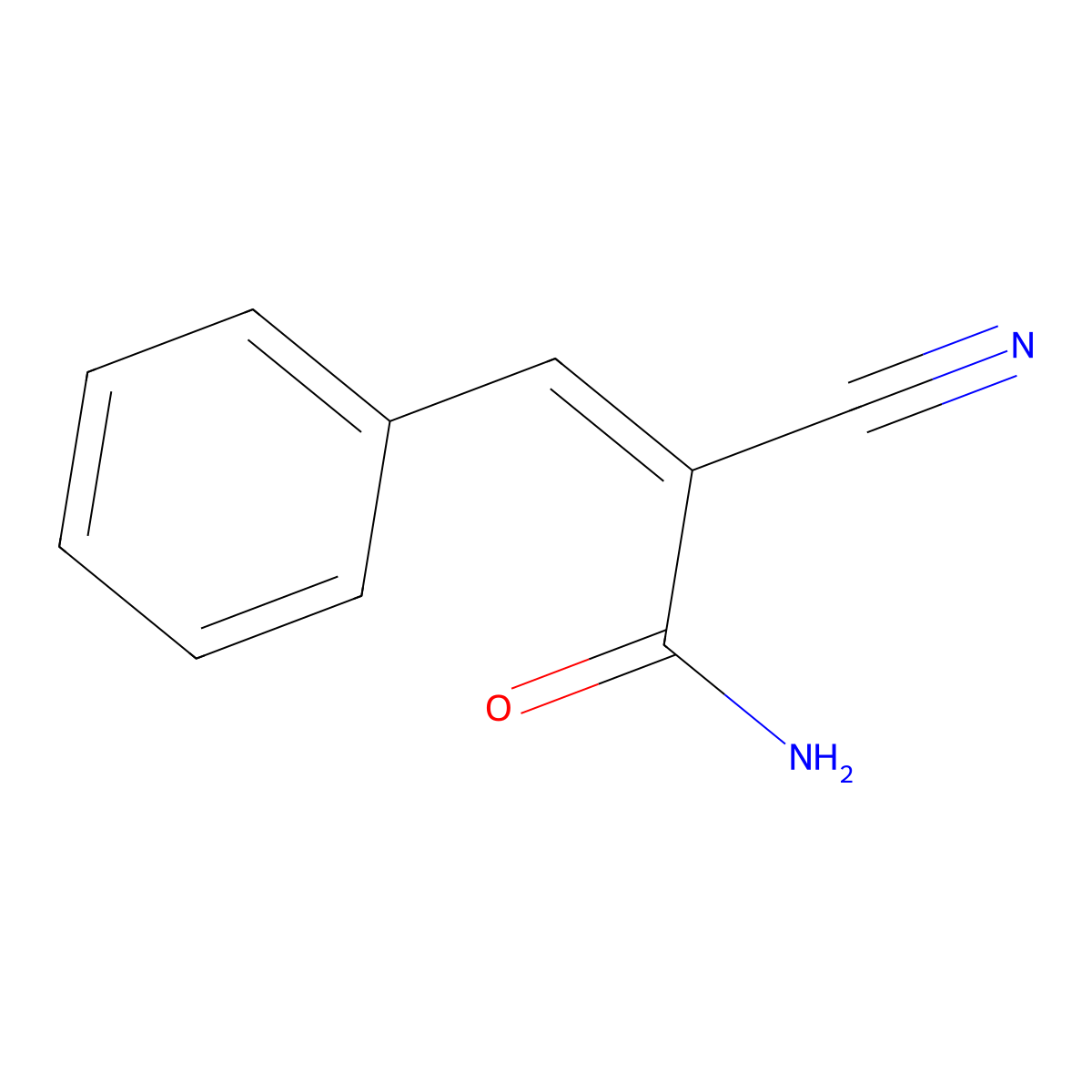 2-Cyano-3-phenylprop-2-enamide molecular structure, CAS 15795-18-3