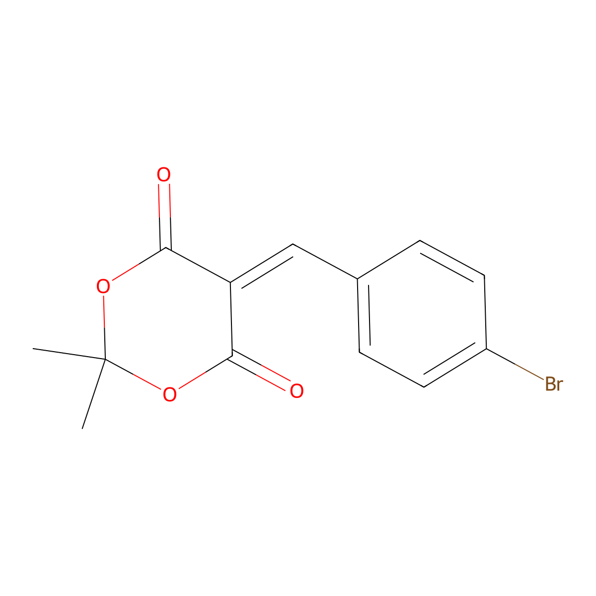 1,3-Dioxane-4,6-dione, 5-((4-bromophenyl)methylene)-2,2-dimethyl- molecular structure, CAS 15795-59-2
