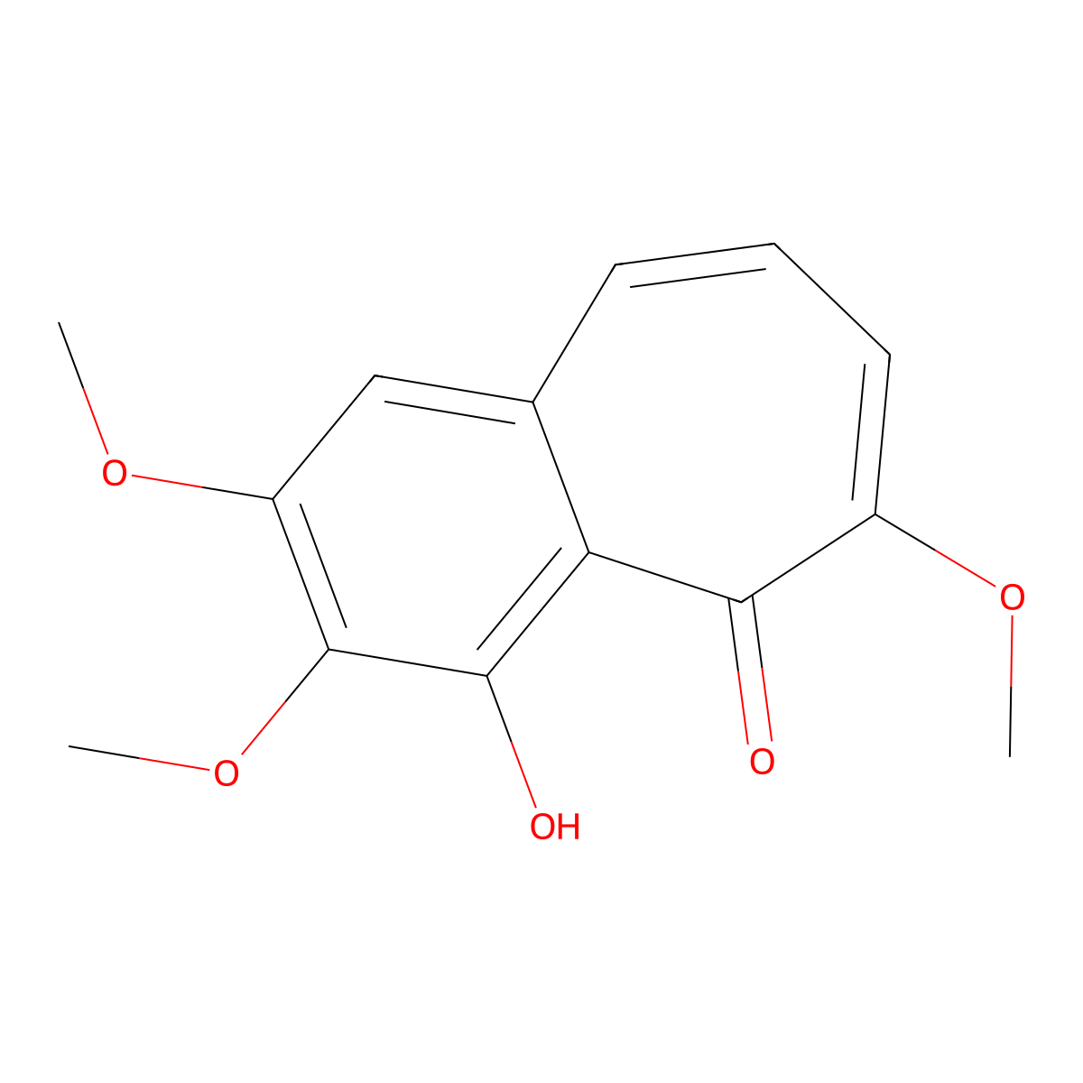 4-Hydroxy-2,3,6-trimethoxy-5H-benzocyclohepten-5-one molecular structure, CAS 15795-64-9
