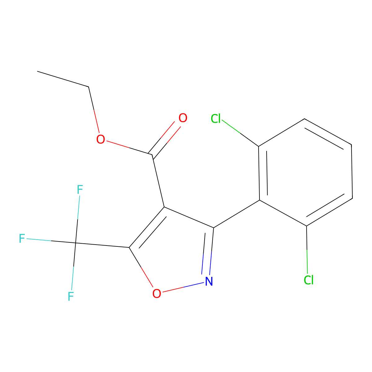 Ethyl 3-(2,6-dichlorophenyl)-5-(trifluoromethyl)-1,2-oxazole-4-carboxylate molecular structure, CAS 157951-17-2