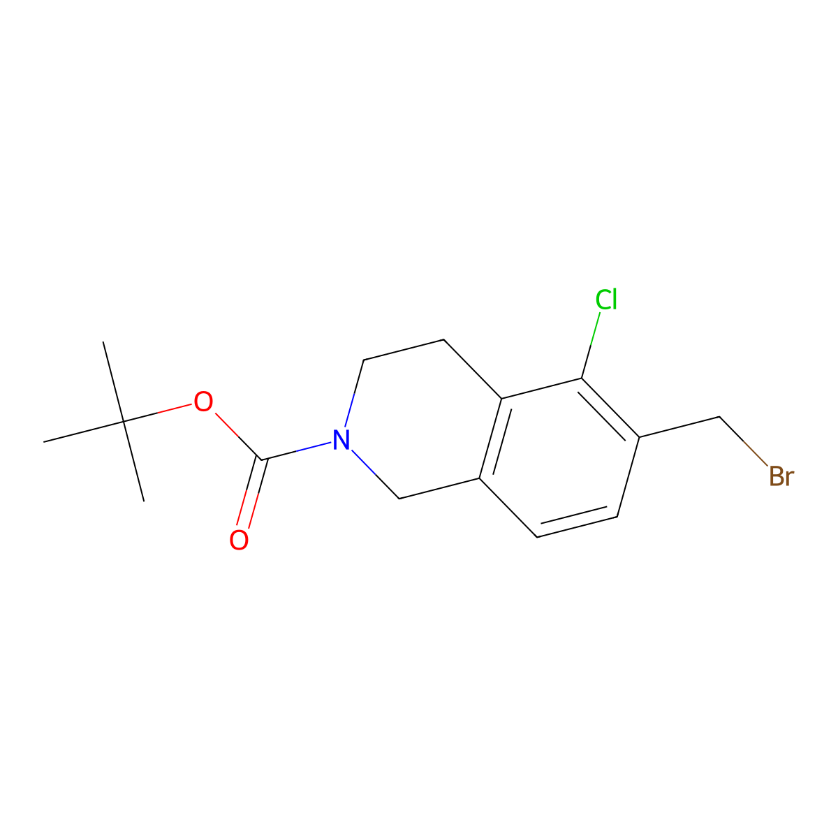 tert-butyl 6-(bromomethyl)-5-chloro-3,4-dihydroisoquinoline-2(1H)-carboxylate molecular structure, CAS 1579517-48-8