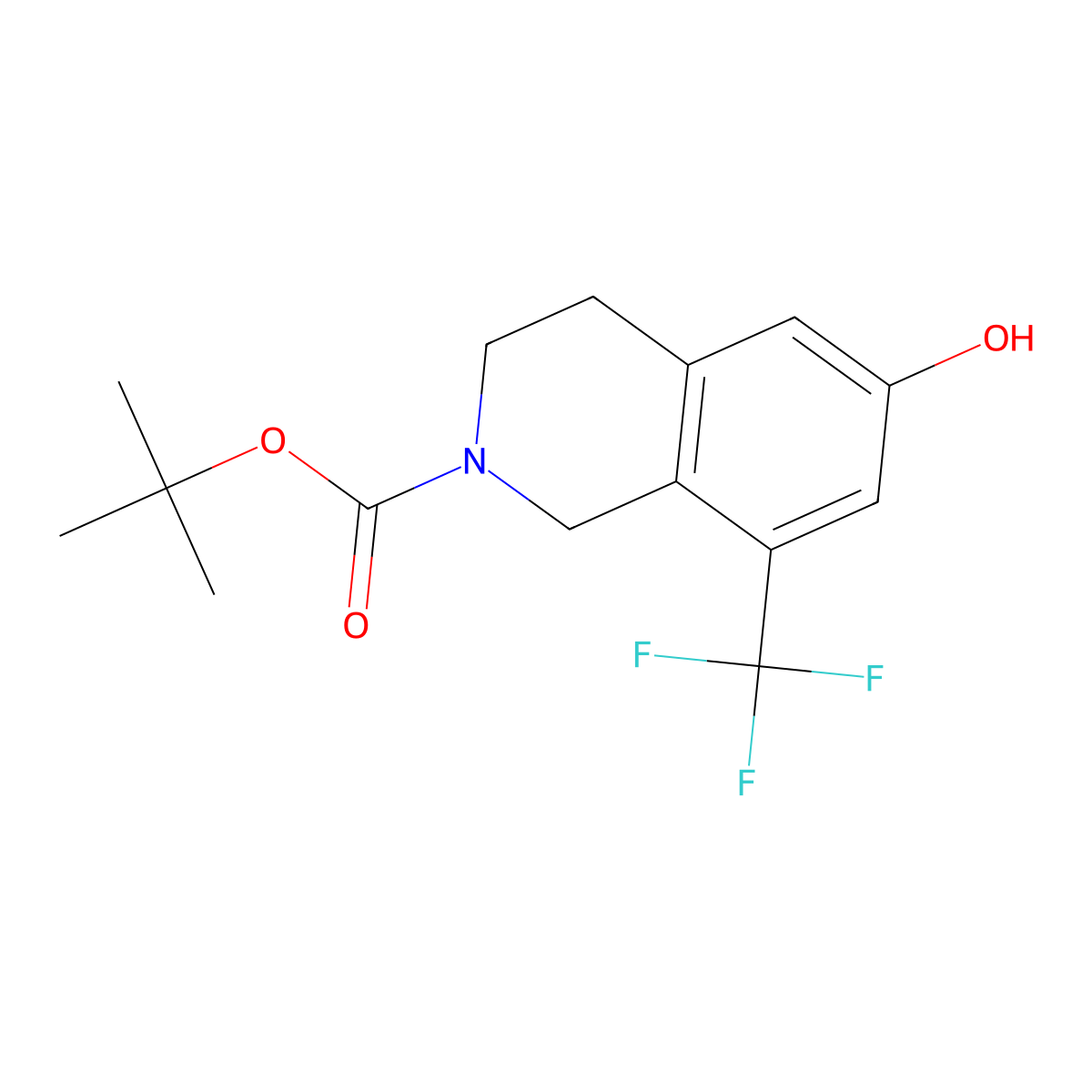 Tert-butyl 6-hydroxy-8-(trifluoromethyl)-1,2,3,4-tetrahydroisoquinoline-2-carboxylate molecular structure, CAS 1579517-61-5