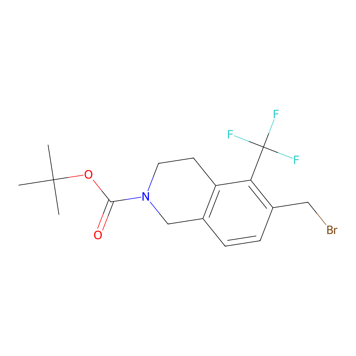 tert-butyl 6-(bromomethyl)-5-(trifluoromethyl)-3,4-dihydro-1H-isoquinoline-2-carboxylate molecular structure, CAS 1579517-77-3