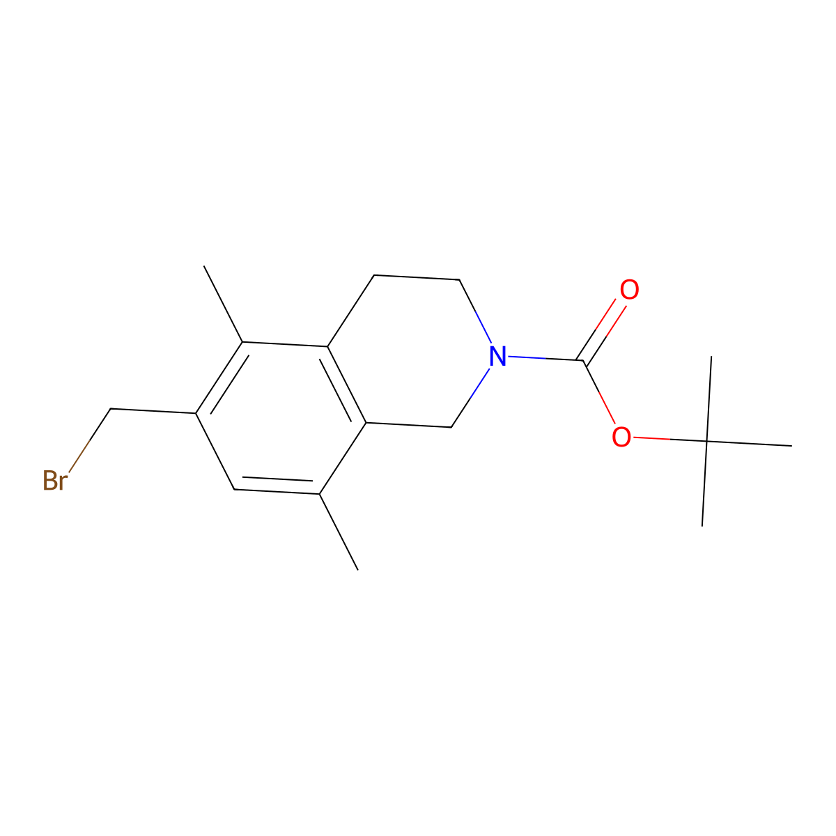tert-butyl 6-(bromomethyl)-5,8-dimethyl-3,4-dihydro-1H-isoquinoline-2-carboxylate molecular structure, CAS 1579518-12-9