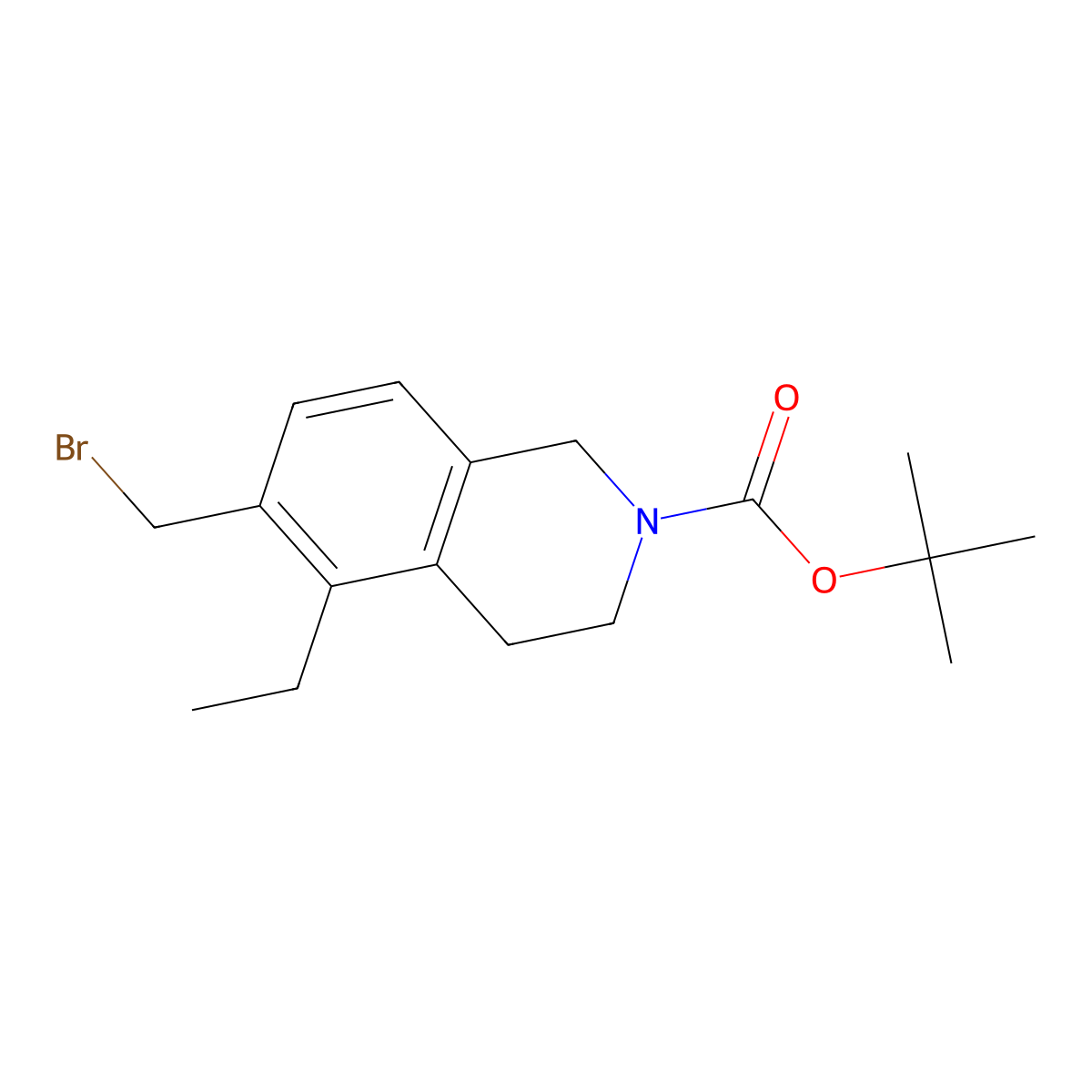 tert-butyl 6-(bromomethyl)-5-ethyl-3,4-dihydro-1H-isoquinoline-2-carboxylate molecular structure, CAS 1579518-14-1
