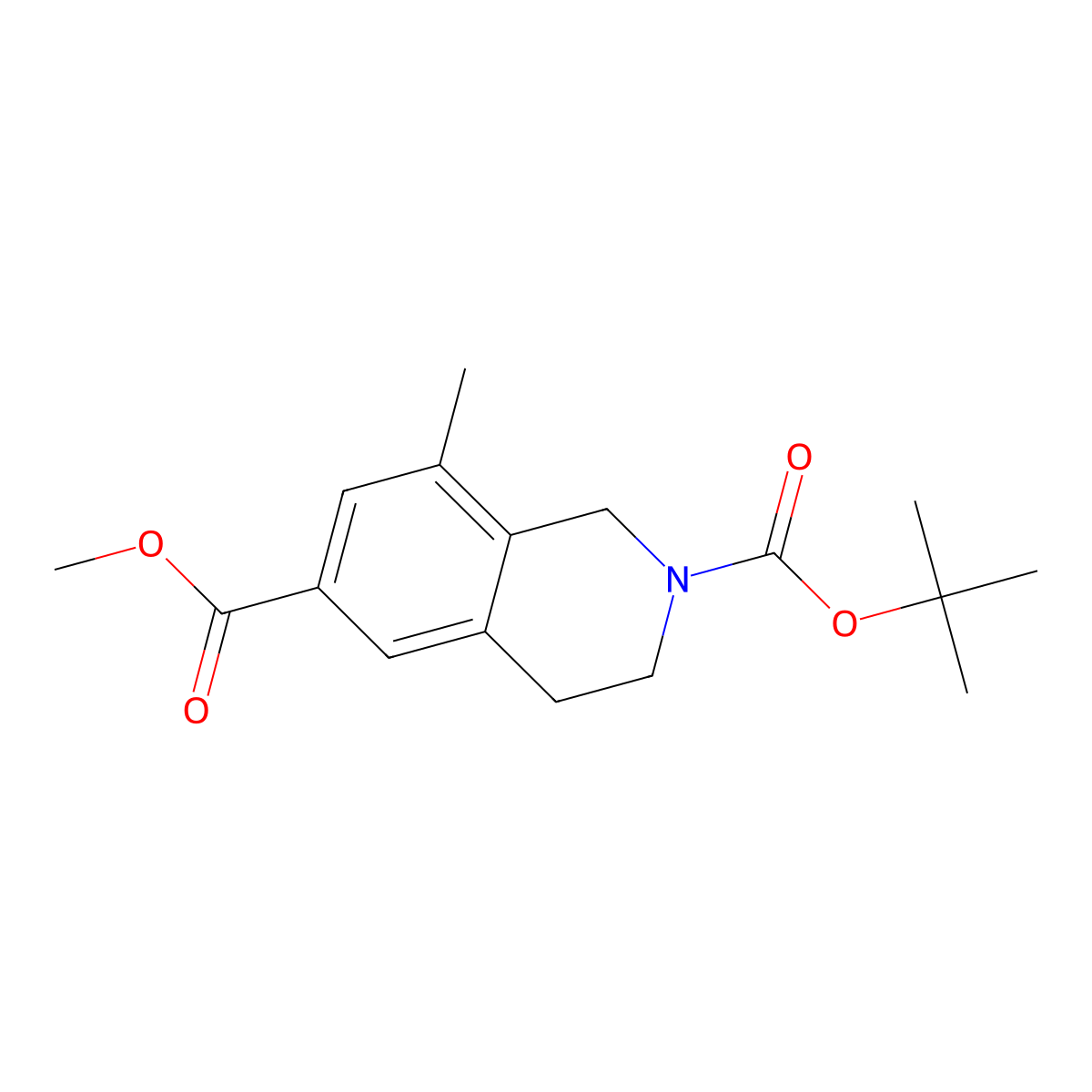 8-Methyl-3,4-dihydro-1H-isoquinoline-2,6-dicarboxylicacid2-tert-butylester6-methylester molecular structure, CAS 1579518-42-5