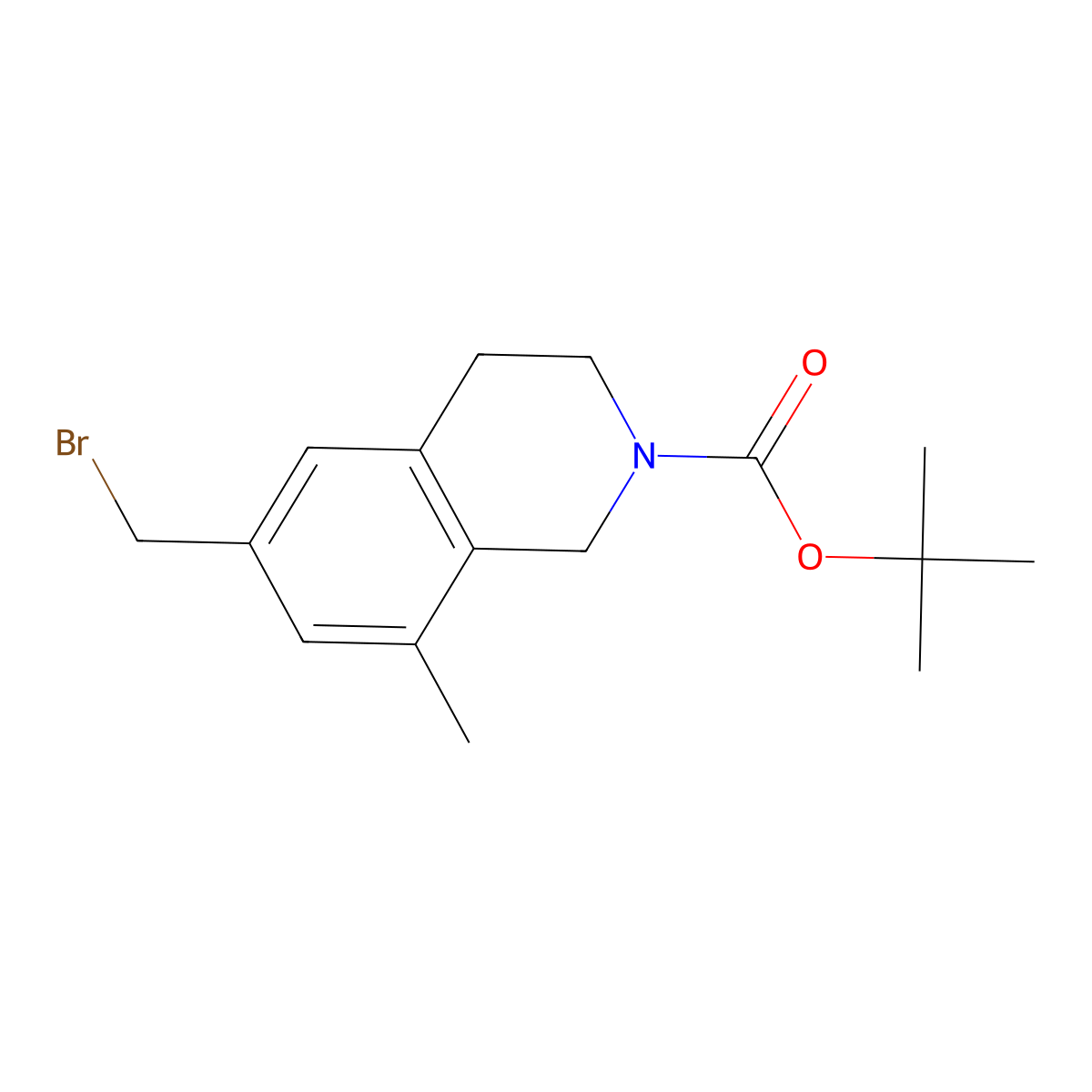 tert-butyl 6-(bromomethyl)-3,4-dihydro-8-methylisoquinoline-2(1H)-carboxylate molecular structure, CAS 1579518-46-9