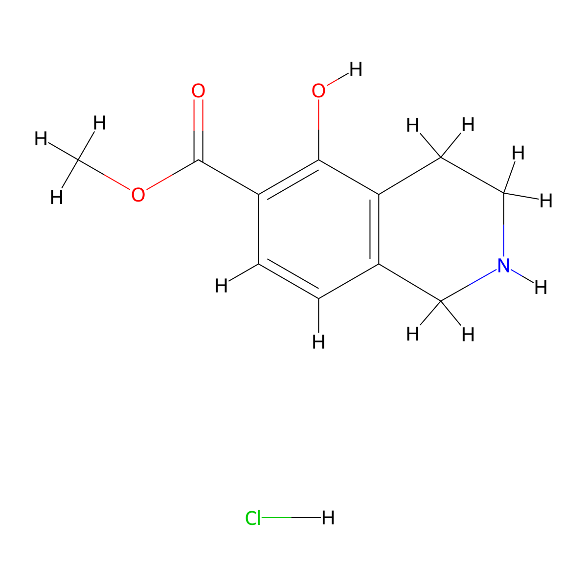 Methyl 5-hydroxy-1,2,3,4-tetrahydroisoquinoline-6-carboxylate;hydrochloride molecular structure, CAS 1579518-53-8