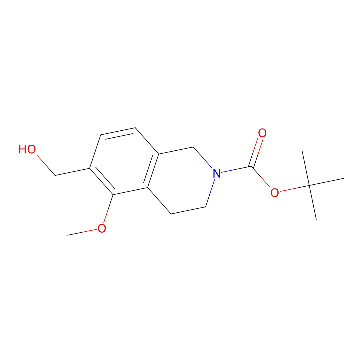 tert-butyl 6-(hydroxymethyl)-5-methoxy-3,4-dihydro-1H-isoquinoline-2-carboxylate molecular structure, CAS 1579518-61-8