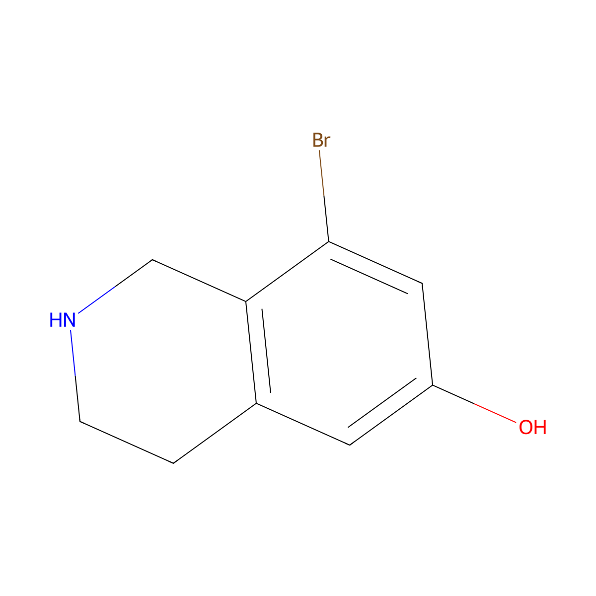 6-Isoquinolinol, 8-bromo-1,2,3,4-tetrahydro- molecular structure, CAS 1579518-74-3