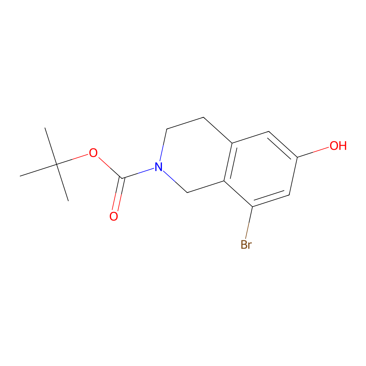 Tert-butyl 8-bromo-6-hydroxy-1,2,3,4-tetrahydroisoquinoline-2-carboxylate molecular structure, CAS 1579518-76-5