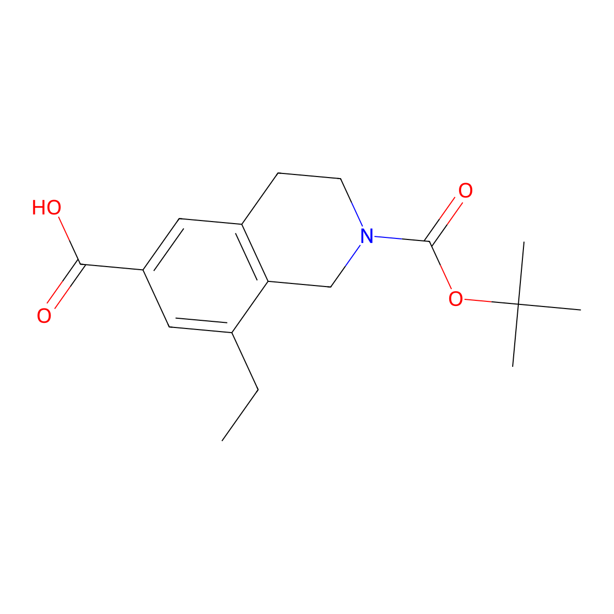 8-ethyl-2-[(2-methylpropan-2-yl)oxycarbonyl]-3,4-dihydro-1H-isoquinoline-6-carboxylic acid molecular structure, CAS 1579518-85-6