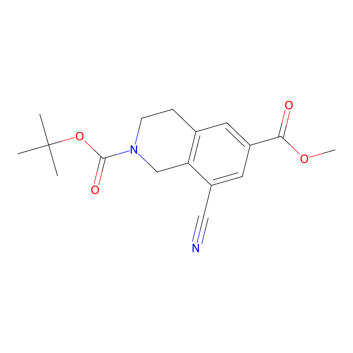 8-Cyano-3,4-dihydro-1H-isoquinoline-2,6-dicarboxylicacid2-tert-butylester6-methylester molecular structure, CAS 1579518-98-1