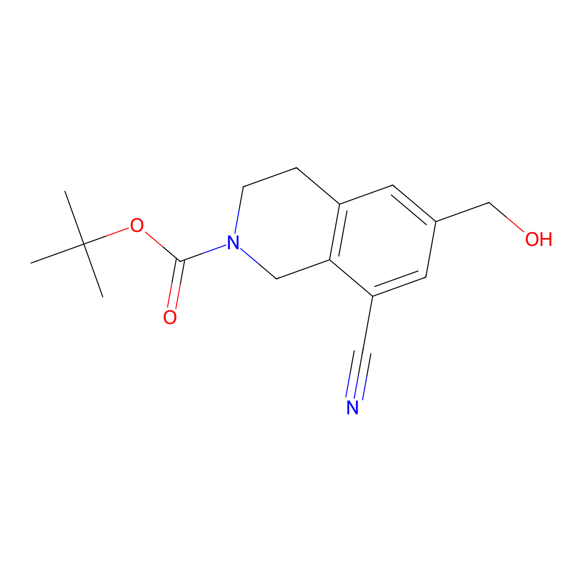 tert-butyl 8-cyano-6-(hydroxymethyl)-3,4-dihydroisoquinoline-2(1H)-carboxylate molecular structure, CAS 1579519-00-8