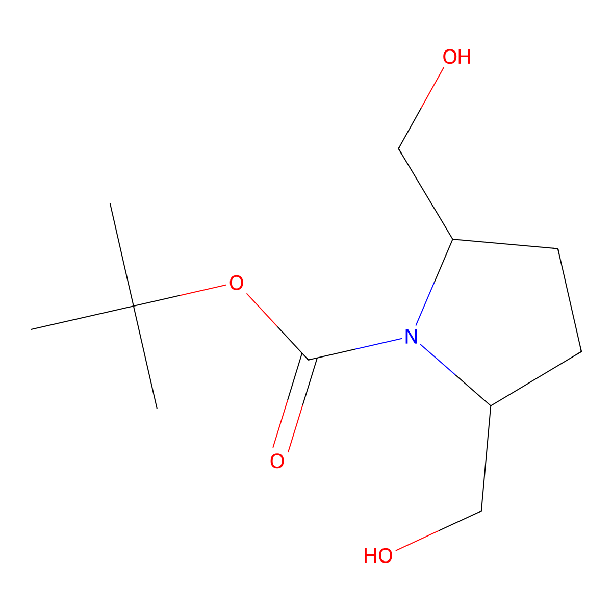 Tert-butyl cis-2,5-bis(hydroxymethyl)pyrrolidine-1-carboxylate molecular structure, CAS 157968-72-4
