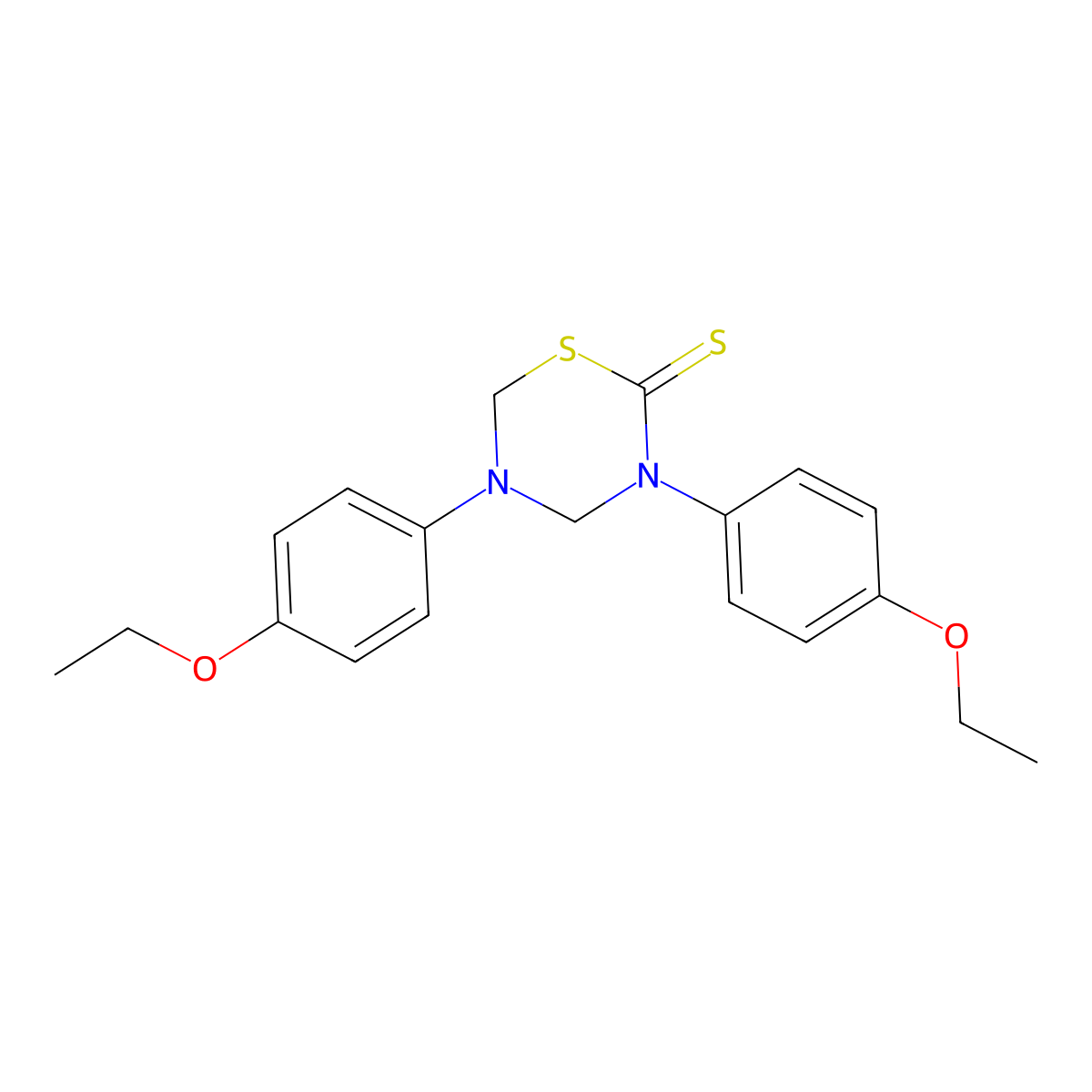 3,5-Bis(4-ethoxyphenyl)-1,3,5-thiadiazinane-2-thione molecular structure, CAS 15798-68-2