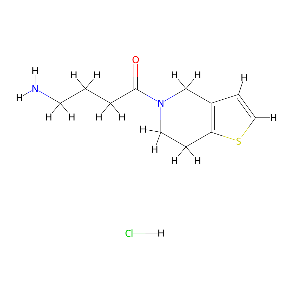 4-amino-1-(4H,5H,6H,7H-thieno(3,2-c)pyridin-5-yl)butan-1-one hydrochloride molecular structure, CAS 1579809-60-1