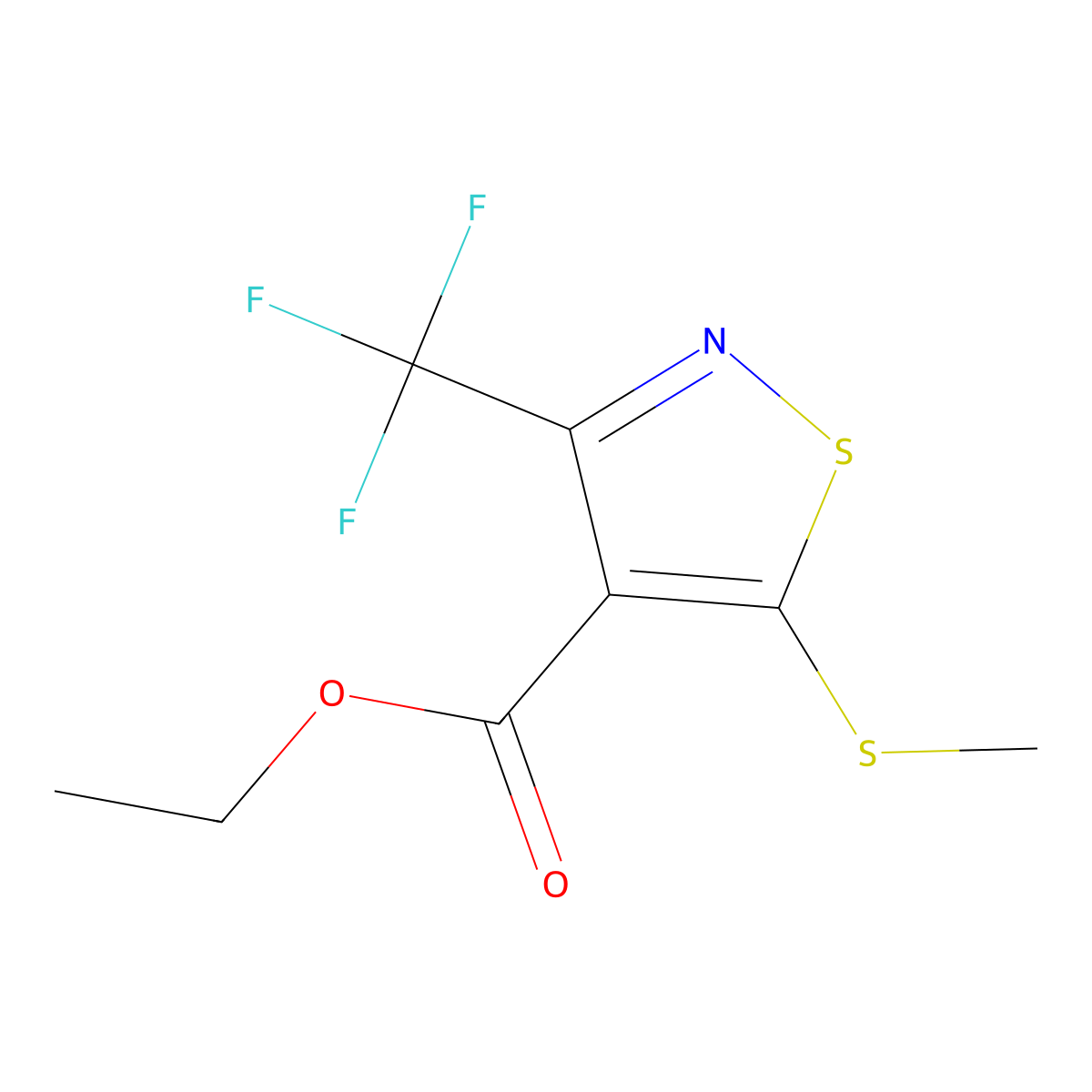 5-Methylsulfanyl-3-trifluoromethyl-isothiazole-4-carboxylic acid ethyl ester molecular structure, CAS 157984-52-6