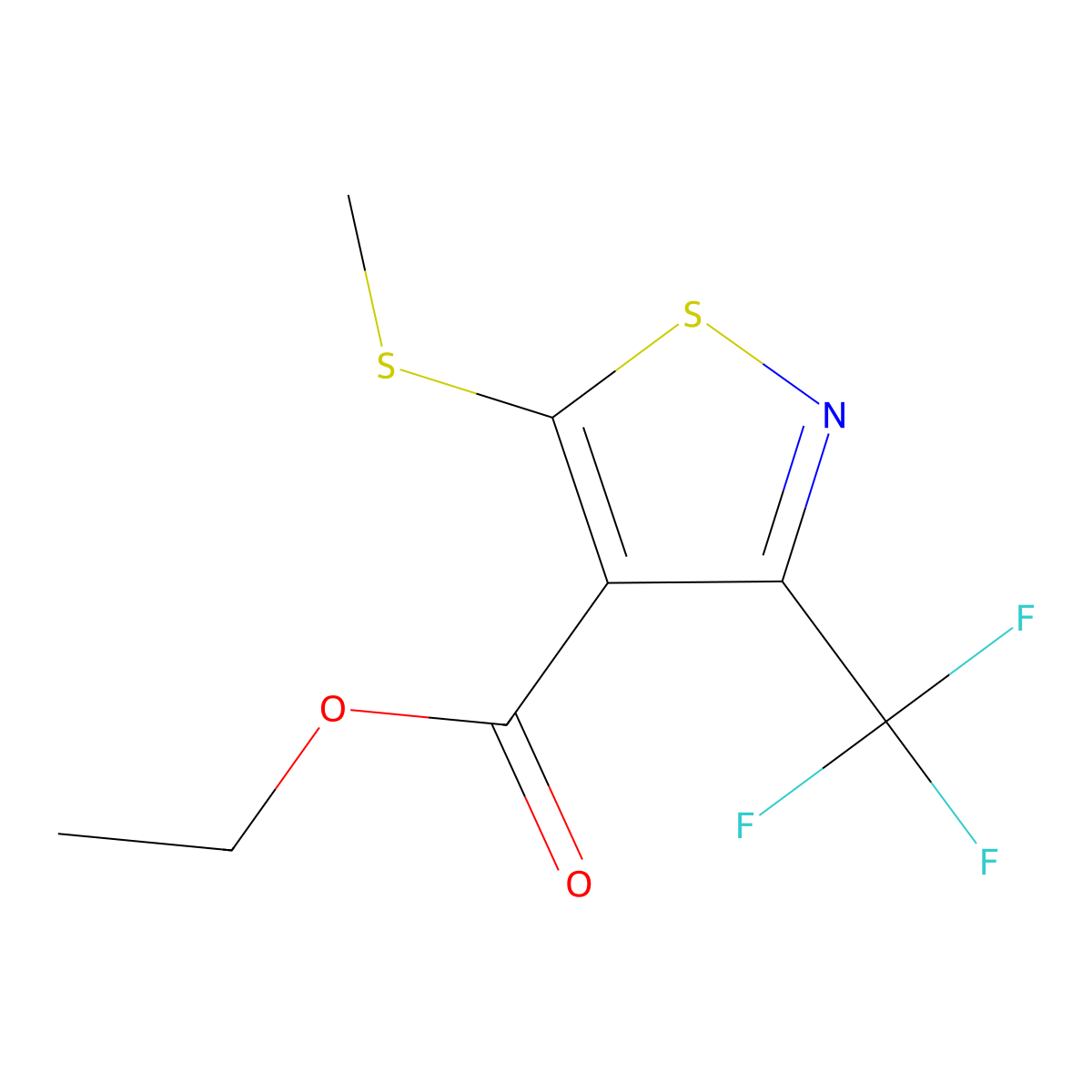 5-Methylsulfanyl-3-trifluoromethyl-isothiazole-4-carboxylic acid ethyl ester molecular structure, CAS 157984-52-6