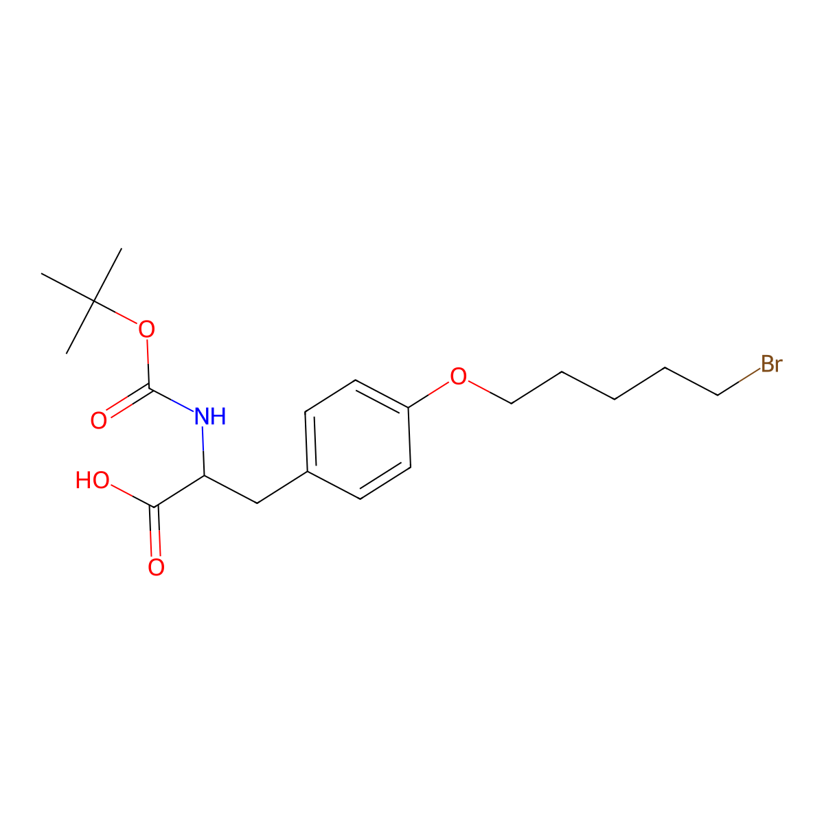 N-Boc-O-(5-bromopentyl)-L-tyrosine molecular structure, CAS 1579942-13-4