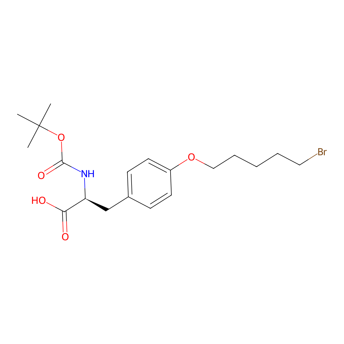 N-Boc-O-(5-bromopentyl)-L-tyrosine molecular structure, CAS 1579942-13-4
