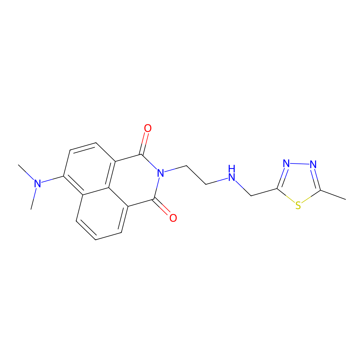 6-(Dimethylamino)-2-[2-[[(5-methyl-1,3,4-thiadiazol-2-yl)methyl]amino]ethyl]-1H-benz[de]isoquinoline-1,3(2H)-dione molecular structure, CAS 1579991-63-1