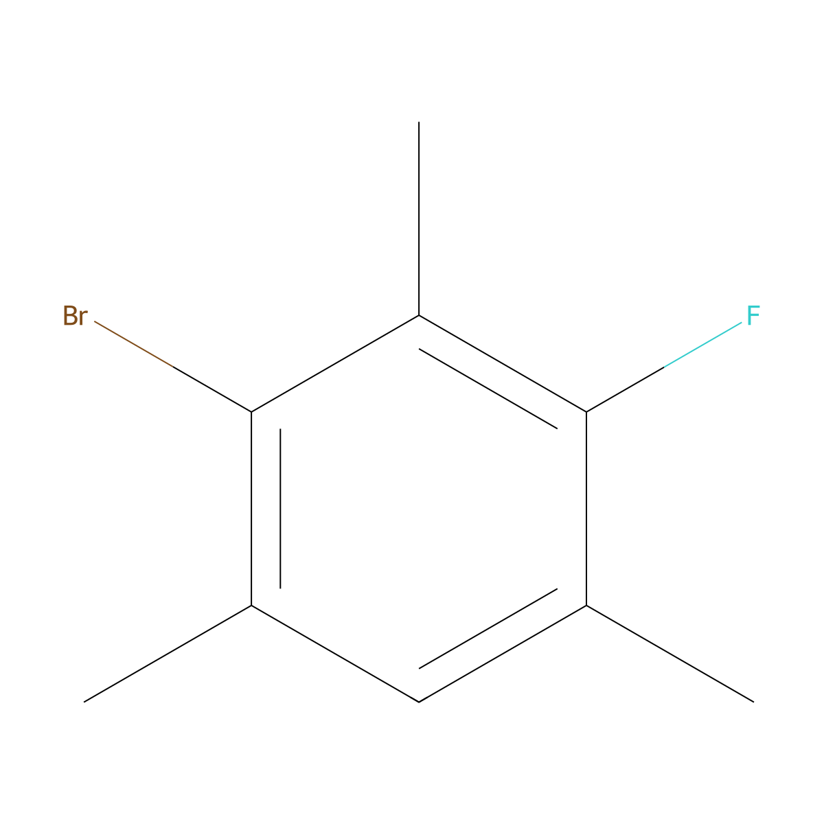 2-Bromo-4-fluoro-1,3,5-trimethylbenzene molecular structure, CAS 1580-05-8