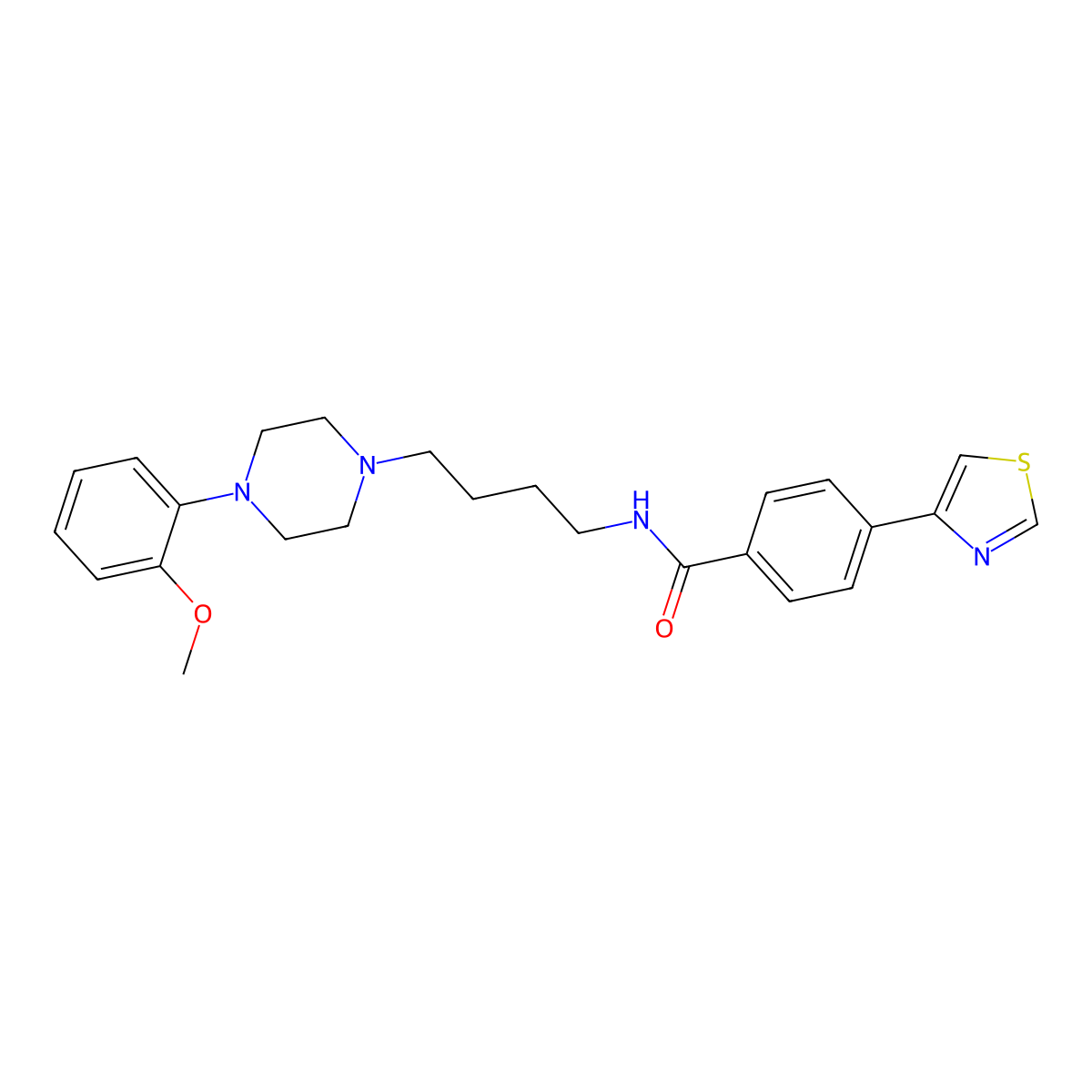 N-(4-(4-(2-Methoxyphenyl)piperazin-1-yl)butyl)-4-(thiazol-4-yl)benzamide molecular structure, CAS 1580000-17-4
